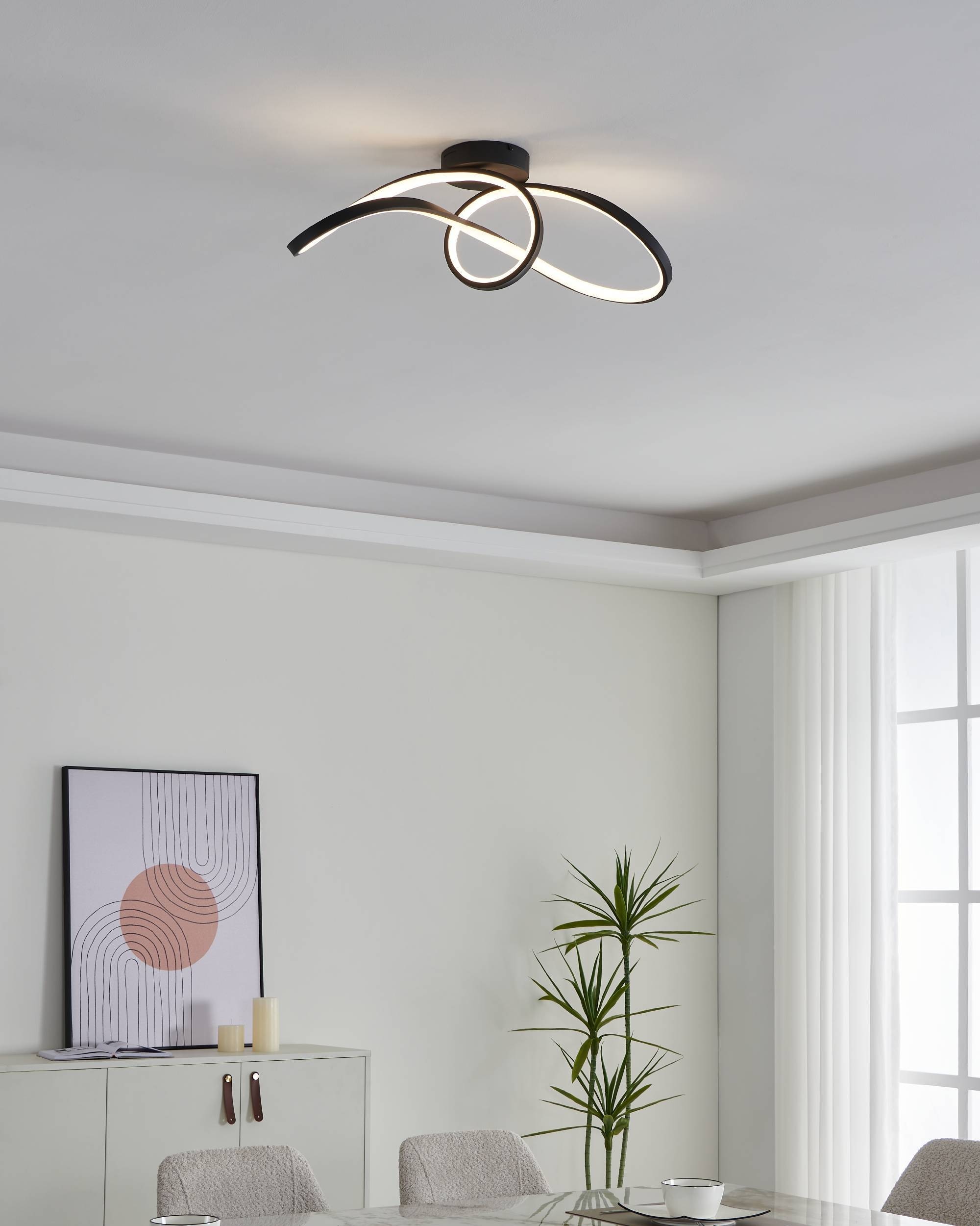 EGLO Deckenleuchte »Calarossa-Z Deckenlampe, ZigBee, App und Sprachsteuerung, Metall« LED-Modul 1 Stk. Kaltweiß | RGB Wand-/Deckenleuchte - L70,5 x B23 x H20,5 cm - schwarz - 22W inkl.