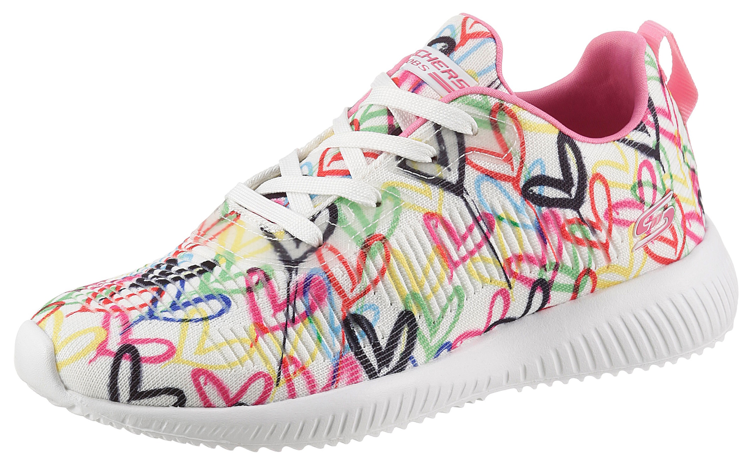 Skechers Sneaker »BOBS SQUAD«, mit Allover-Herzchenprint, Freizeitschuh, Halbschuh, Schnürschuh