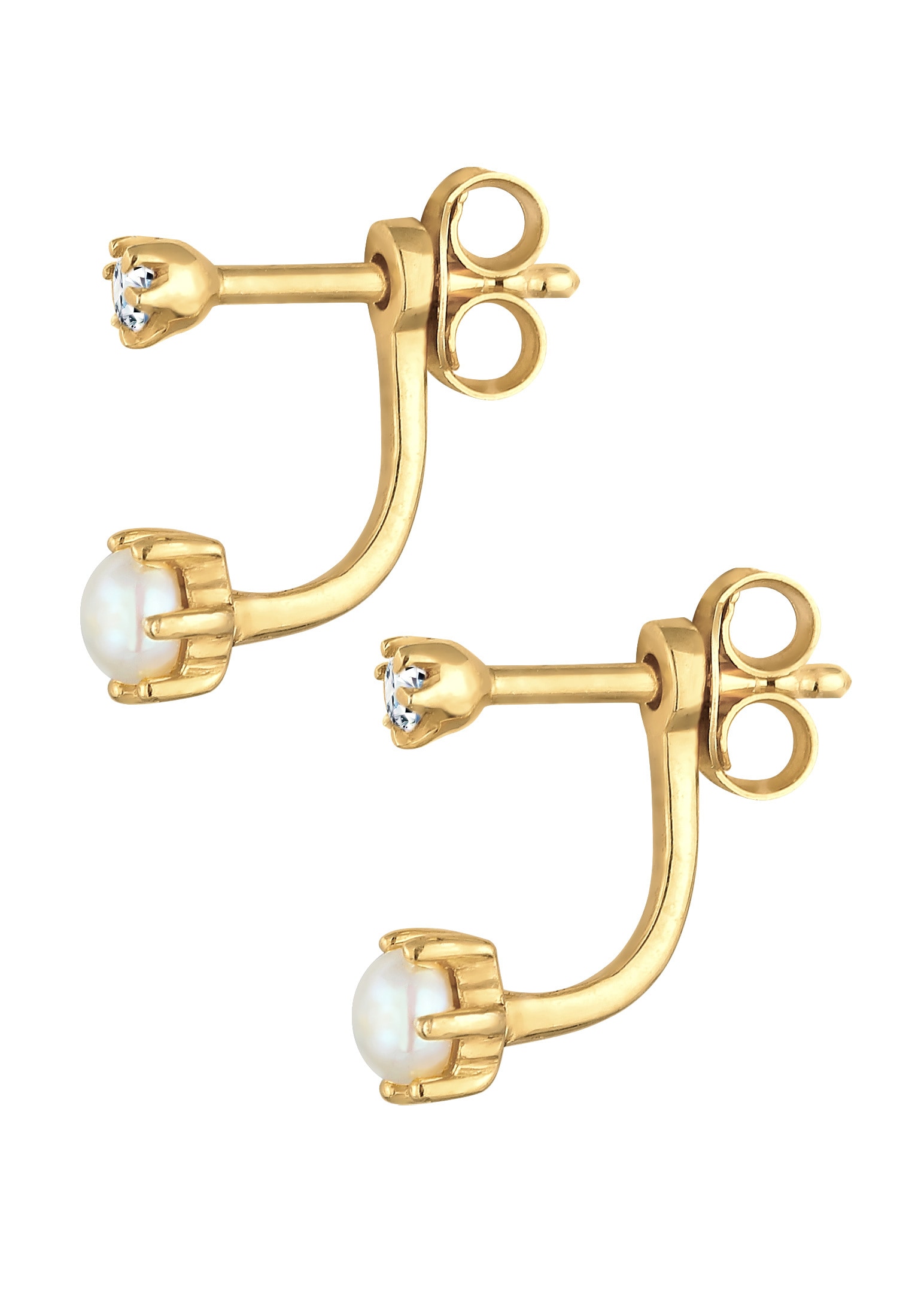 Elli DIAMONDS Paar Ohrstecker »Ohrringe Ear Jacket Diamant Süßwasserzuchtperle 925 Silber«