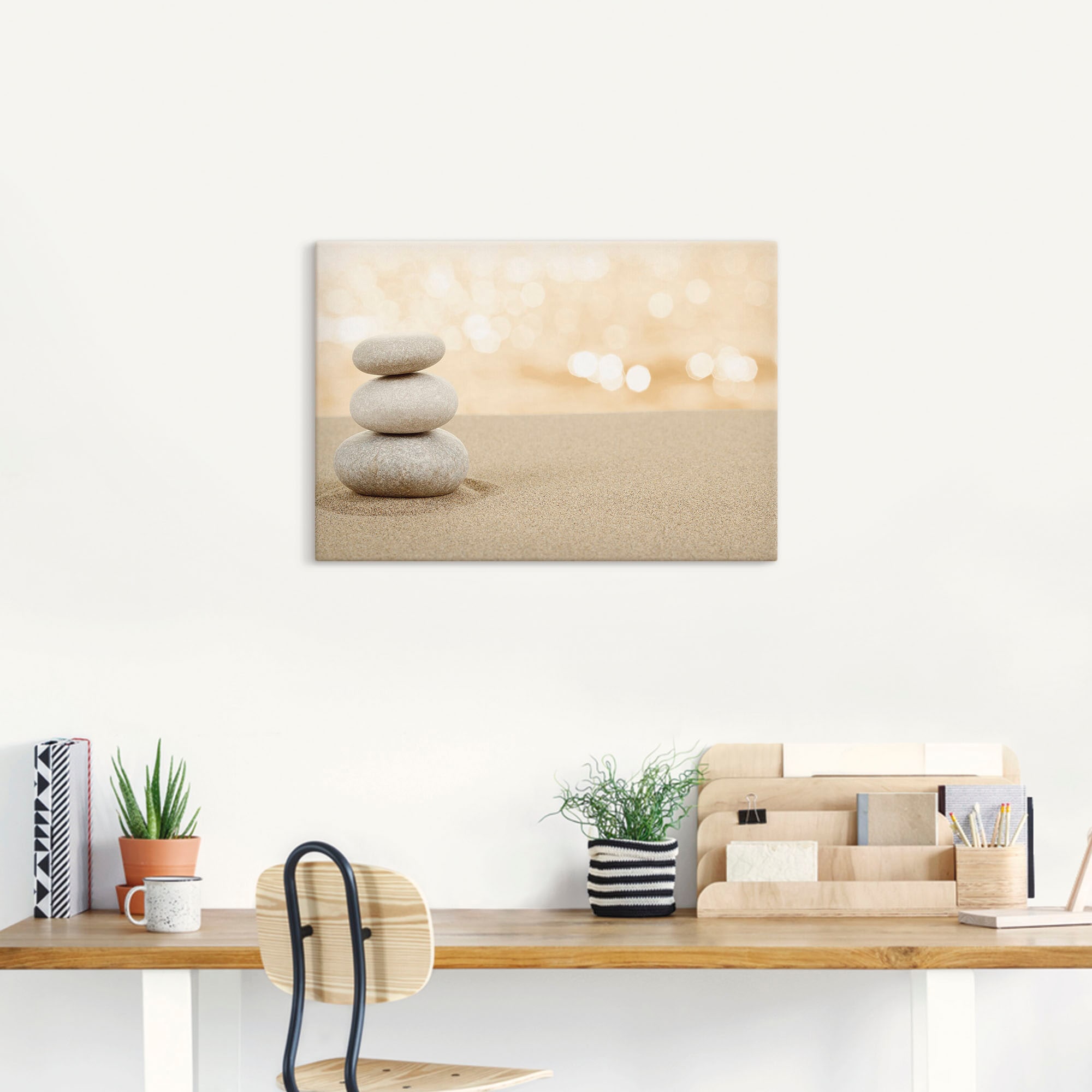 Artland Wandbild »Zen Steine im Sand«, Zen, (1 St.), als Leinwandbild, Poster in verschied. Größen