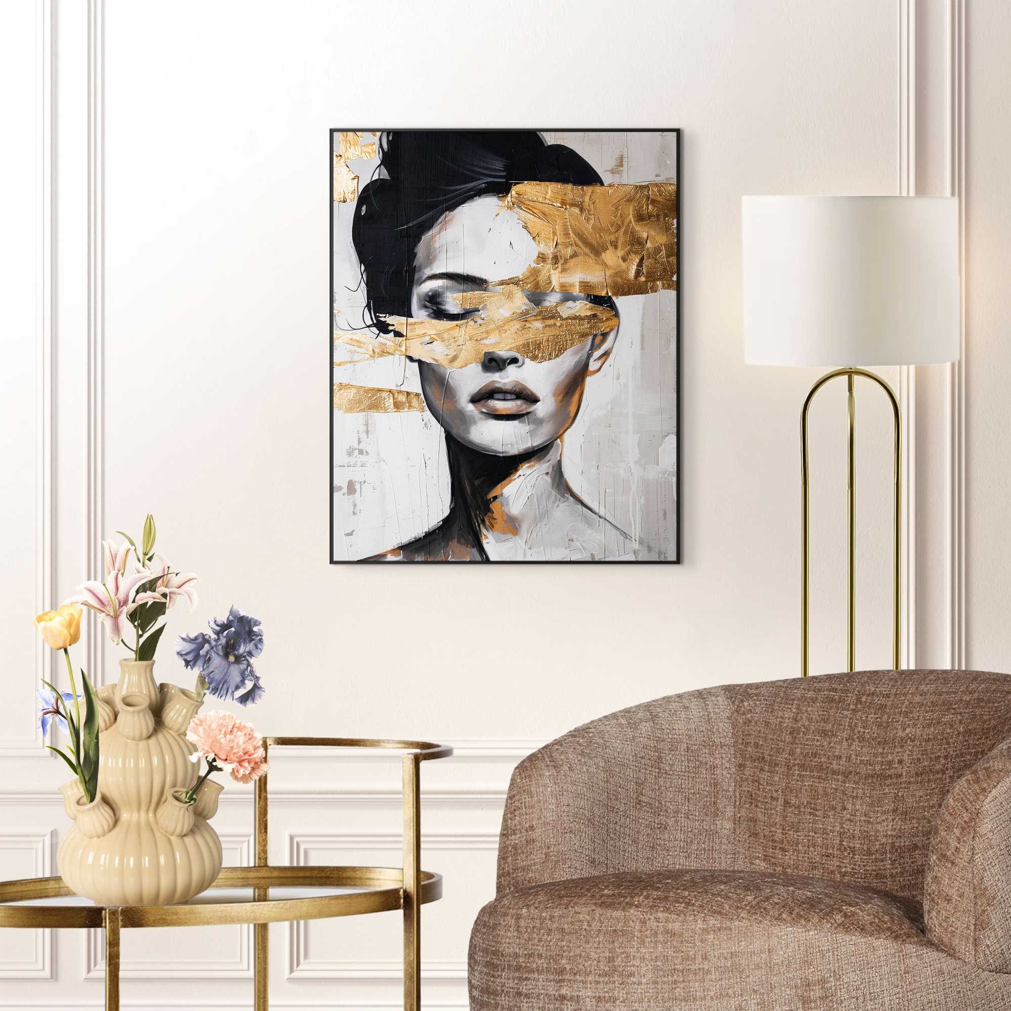 Reinders! Poster »Stylish Lady« Wohnzimmer - Schwarz - MDF - Gold - 40x50 cm