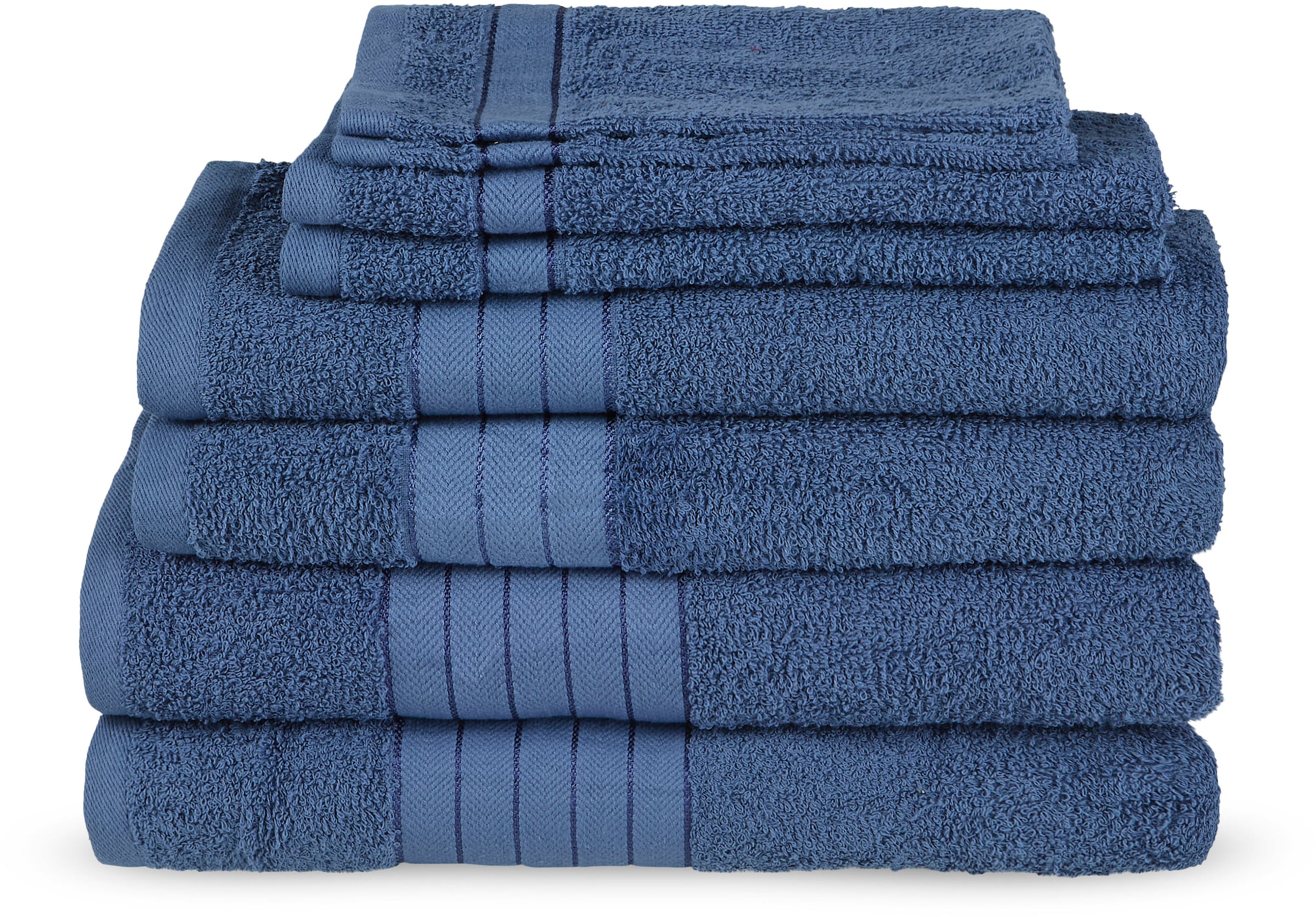 Emotion Handtuch Set »Uni«, (8 St., 2 Badetücher-2 Gästetücher-2 Handtücher-2 Waschlappen), Baumwolle, Walkfrottee, Bordüre, 500 GSM, Einfarbig, ohne Aufhängung