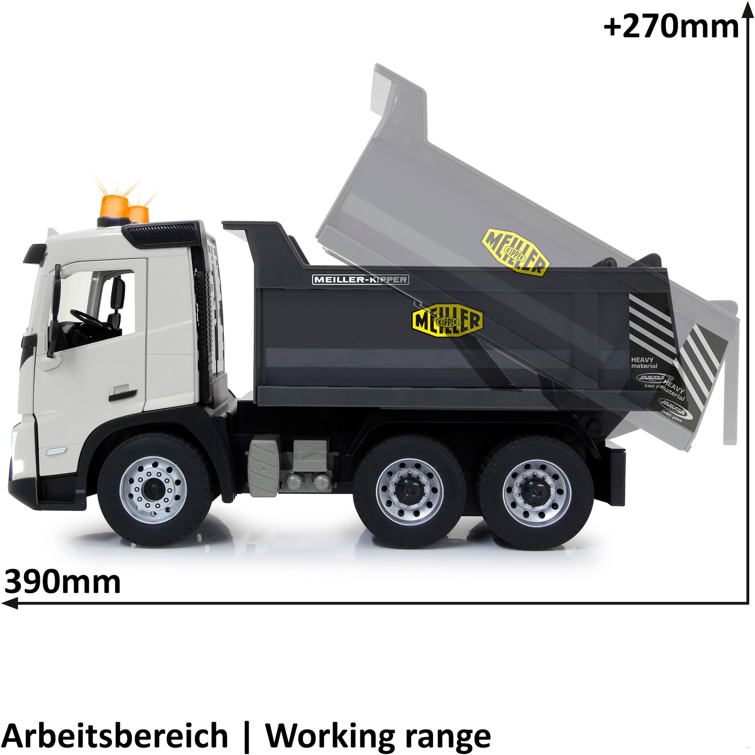 Jamara RC-Auto »Muldenkipper Volvo FMX Meiller 2,4GHz«, mit LED Beleuchtung