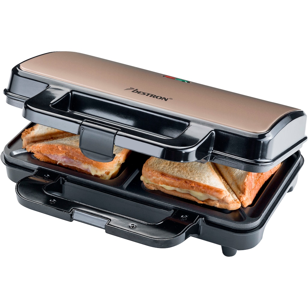 bestron Sandwichmaker »ASM90XLSAT, antihaftbeschichtet, für 2 Sandwiches«, 900 W
