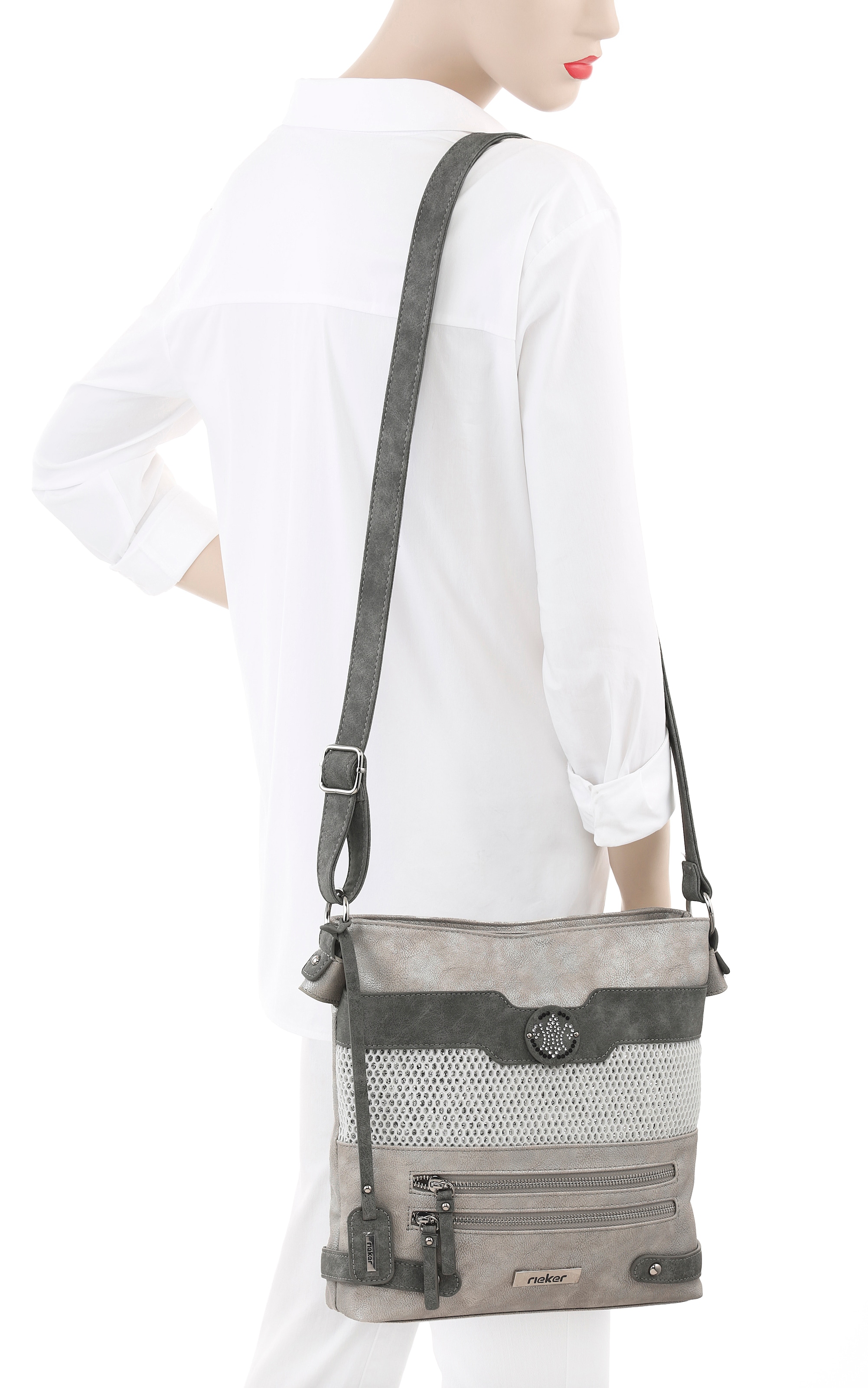 Rieker Umhängetasche , Schultertasche, Damen-Tasche mit praktischem Reißverschluss-Rückfach