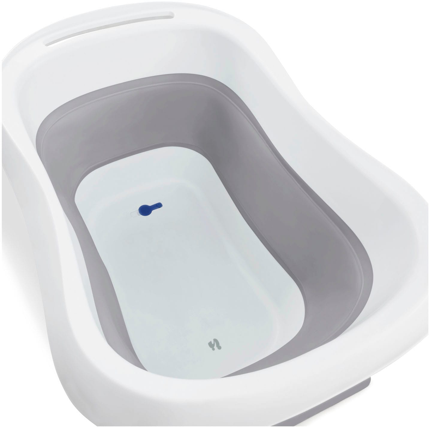 Hauck Babybadewanne »Wash N Fold L, White/Stone« Höhe 44 cm Standbeine | wärmeempfindlicher Ablaufstopfen | zusammenfaltbar Faltbadewanne mit Wassertemperaturmessung am Ablaufstopfen