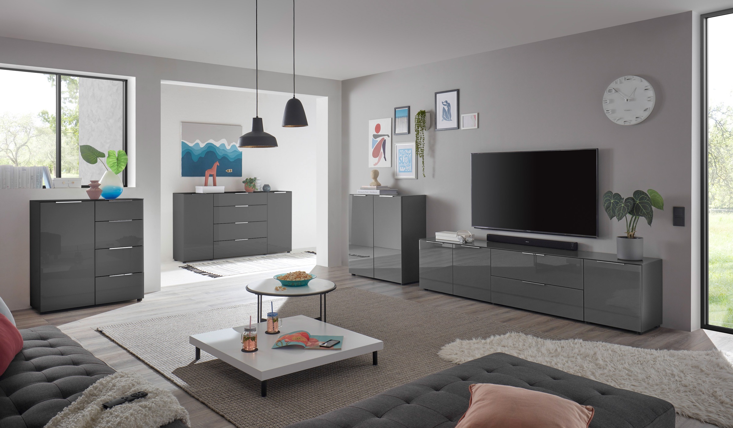 HBZ Kommode »Santorin, BxHxT 180x99x40 cm«, (1 St.), Breite 180cm, Softclose für Türen und Schubkästen, Melaminbeschichtung