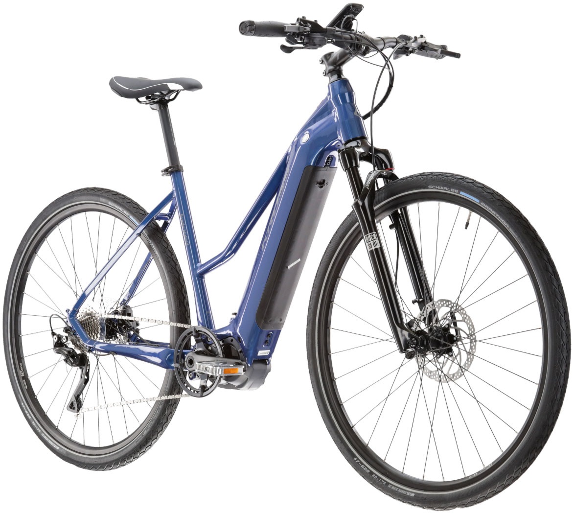 Kross E-Bike »E-Crossrad Evado Hybrid 6.0 28 Zoll blau«, 10 Gang, Shimano, DEORE XT T8000, Mittelmotor 250 W, Pedelec, Elektrofahrrad für Damen und Herren