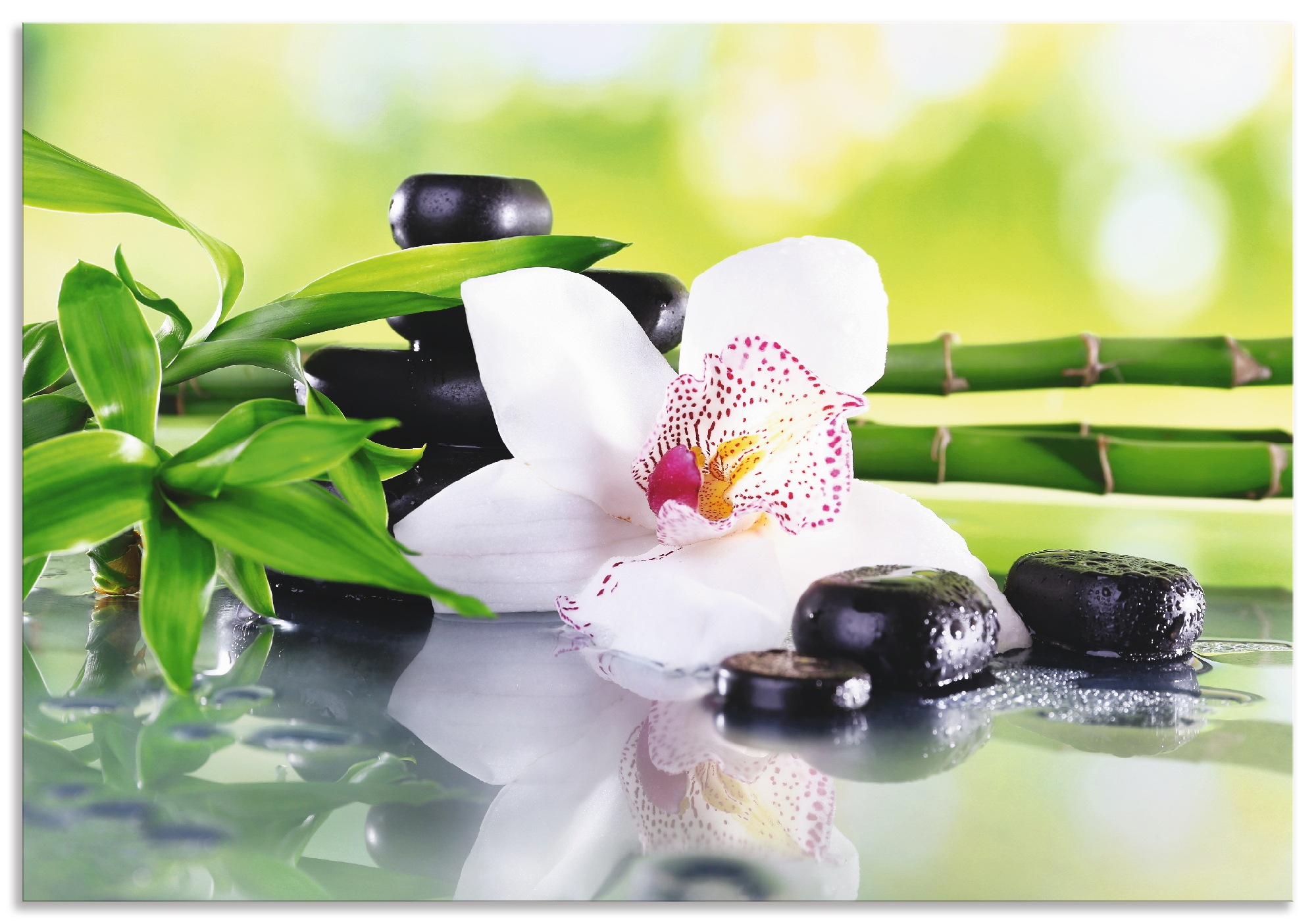 Artland Küchenrückwand »Spa Steine Bambus Zweige Orchidee«, (1 tlg.), Alu Spritzschutz mit Klebeband, einfache Montage