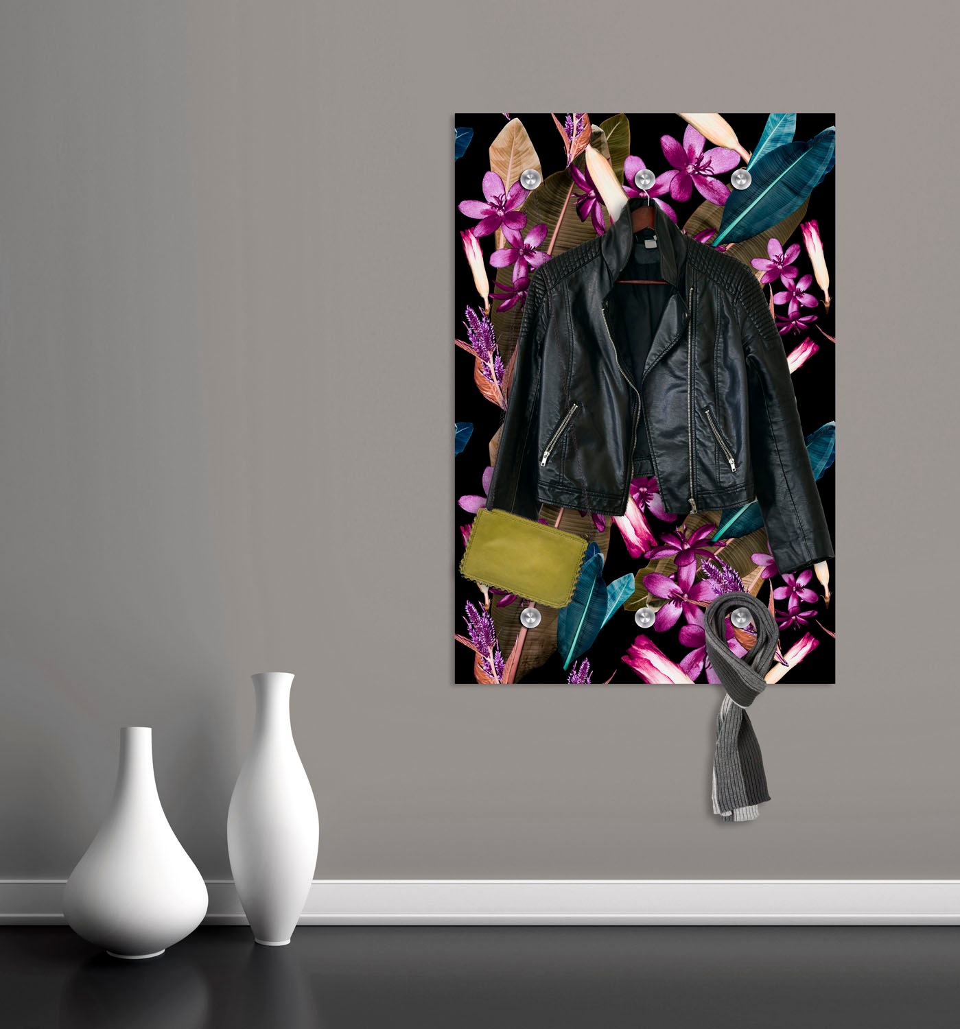 queence Garderobenleiste »Blumen«, mit 6 Haken, 80 x 120 cm