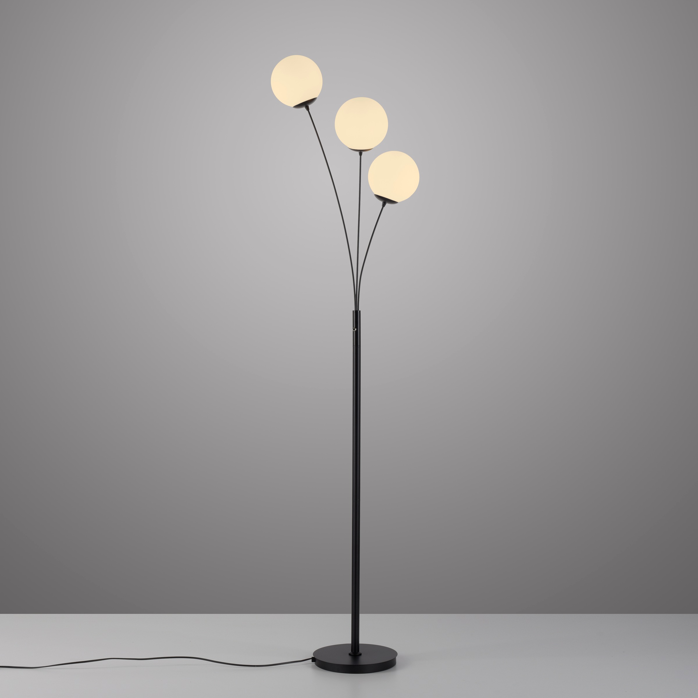my home Stehlampe »Nymölla«, 3 flammig, Leuchtmittel E14 | ohne Leuchtmittel, Stehleuchte mit großen Glaskugeln amberfarben oder opal matt weiß