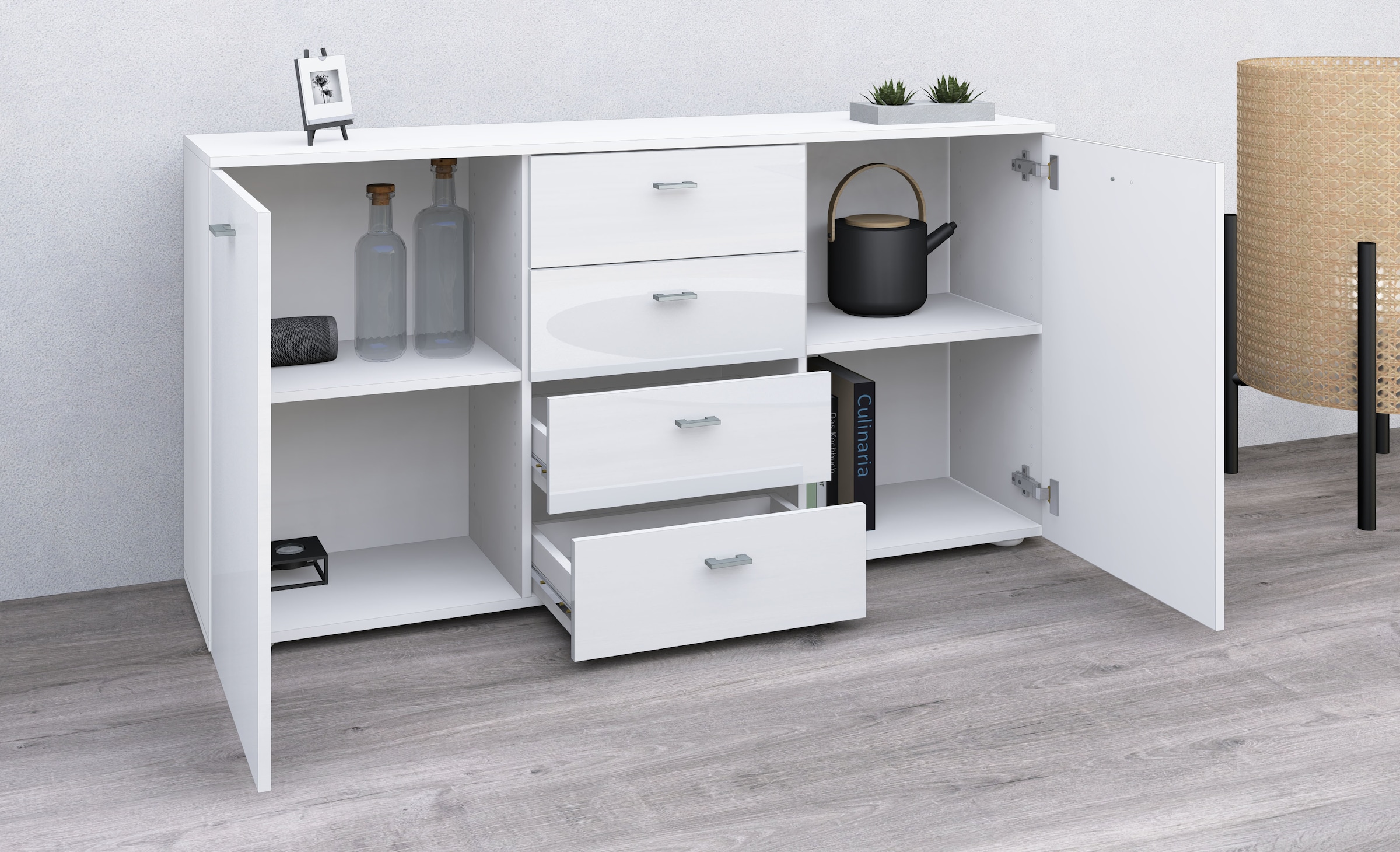 borchardt Möbel Sideboard »Scala, Breite 139 cm,«, höhenverstellbare Einlegeböden, kleine Griffe