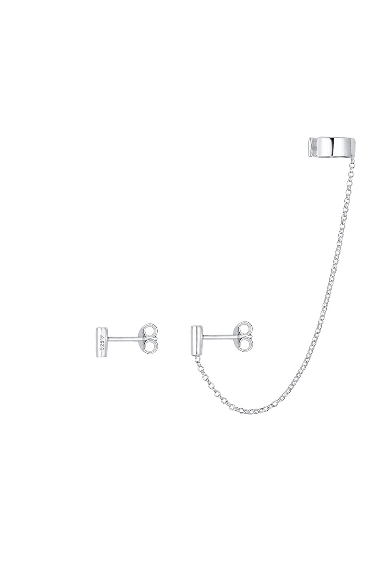 Elli Paar Ohrstecker »Ohrringe Earcuff Klemme Asymmetrisch Minimal Geo 925 Silber«