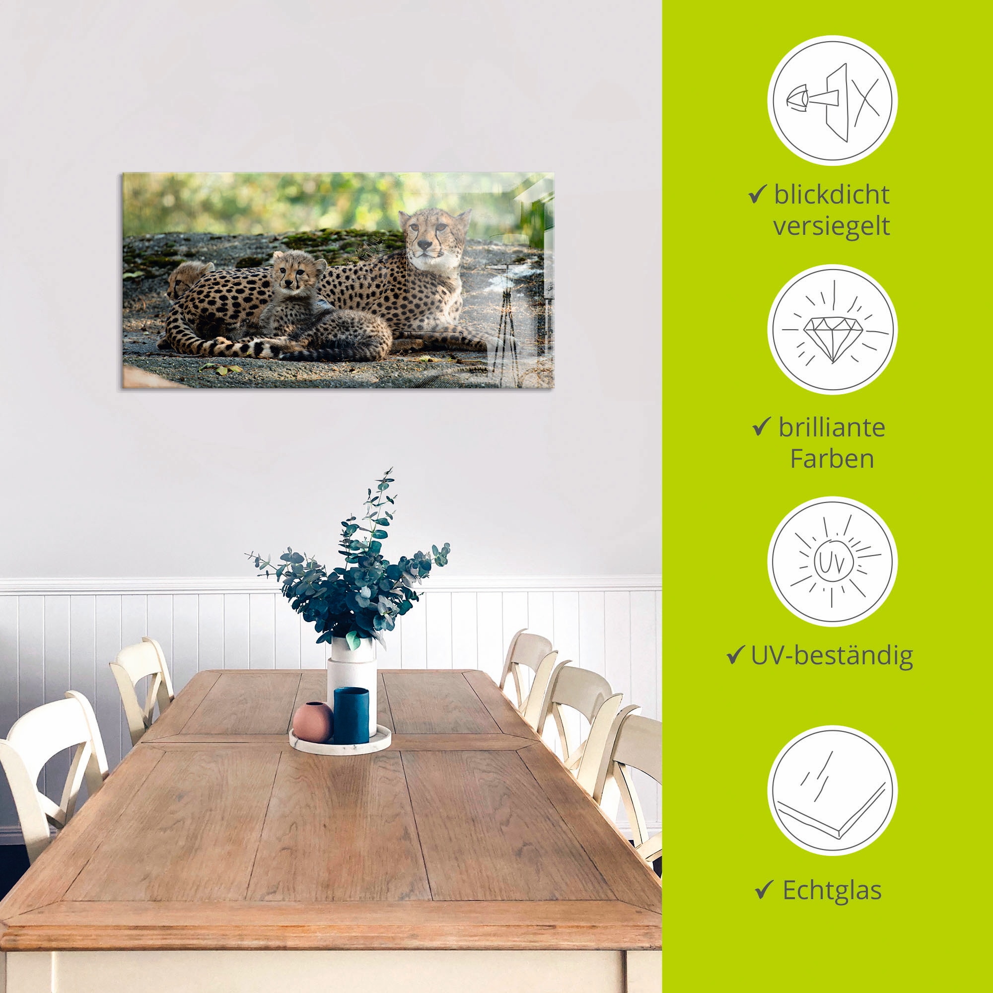 Artland Glasbild »Gepard 2« Wildtiere 1 Stk. tlg. in verschiedenen Größen