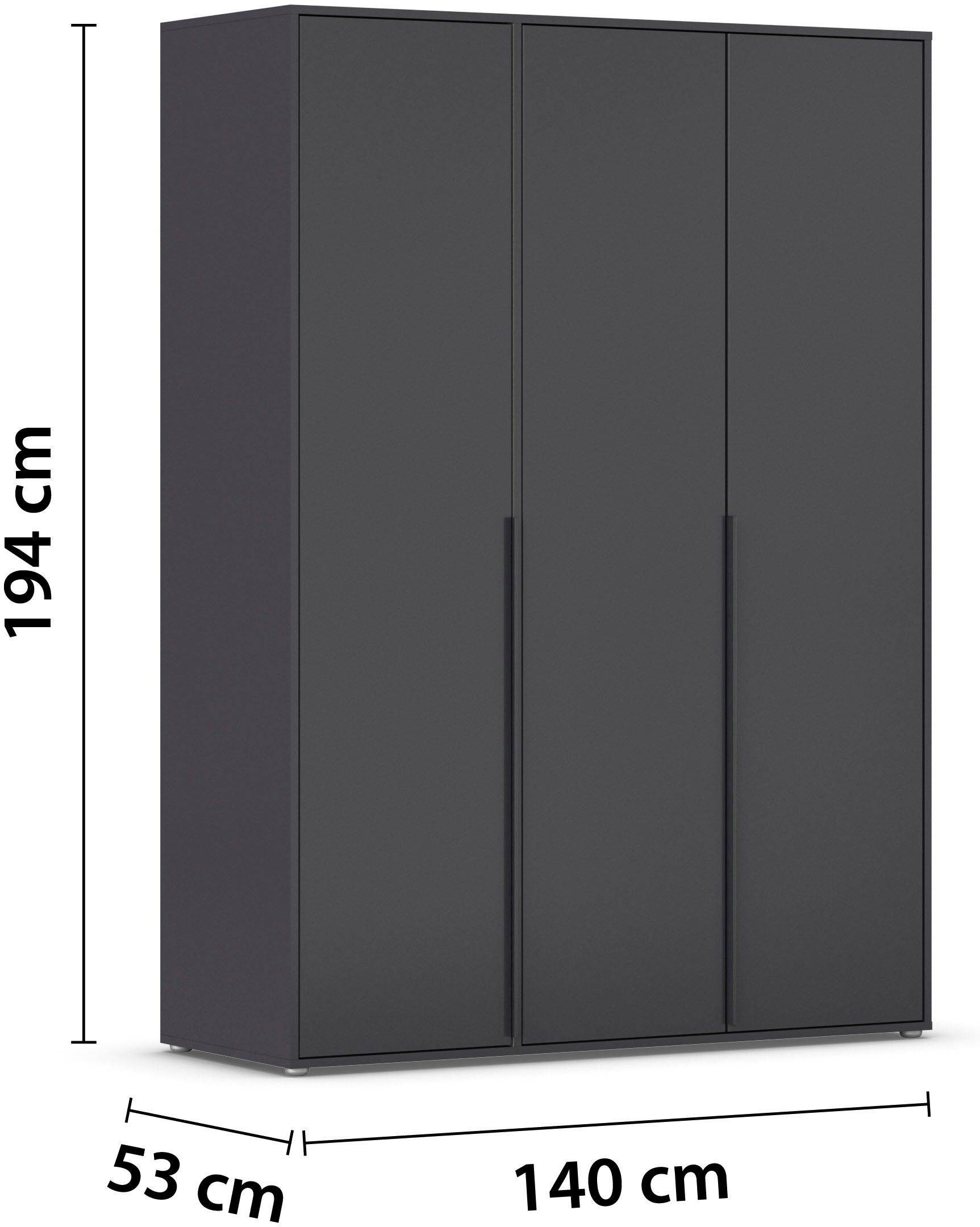 rauch Drehtürenschrank »Kleiderschrank Schrank Garderobe Wäscheschrank NAGATA viel Stauraum«, (in 3 verschiedenen Ausstattungen BASIC/CLASSIC/PREMIUM), mit modernen Stangengriffen in Graumetallic TOPSELLER MADE IN GERMANY