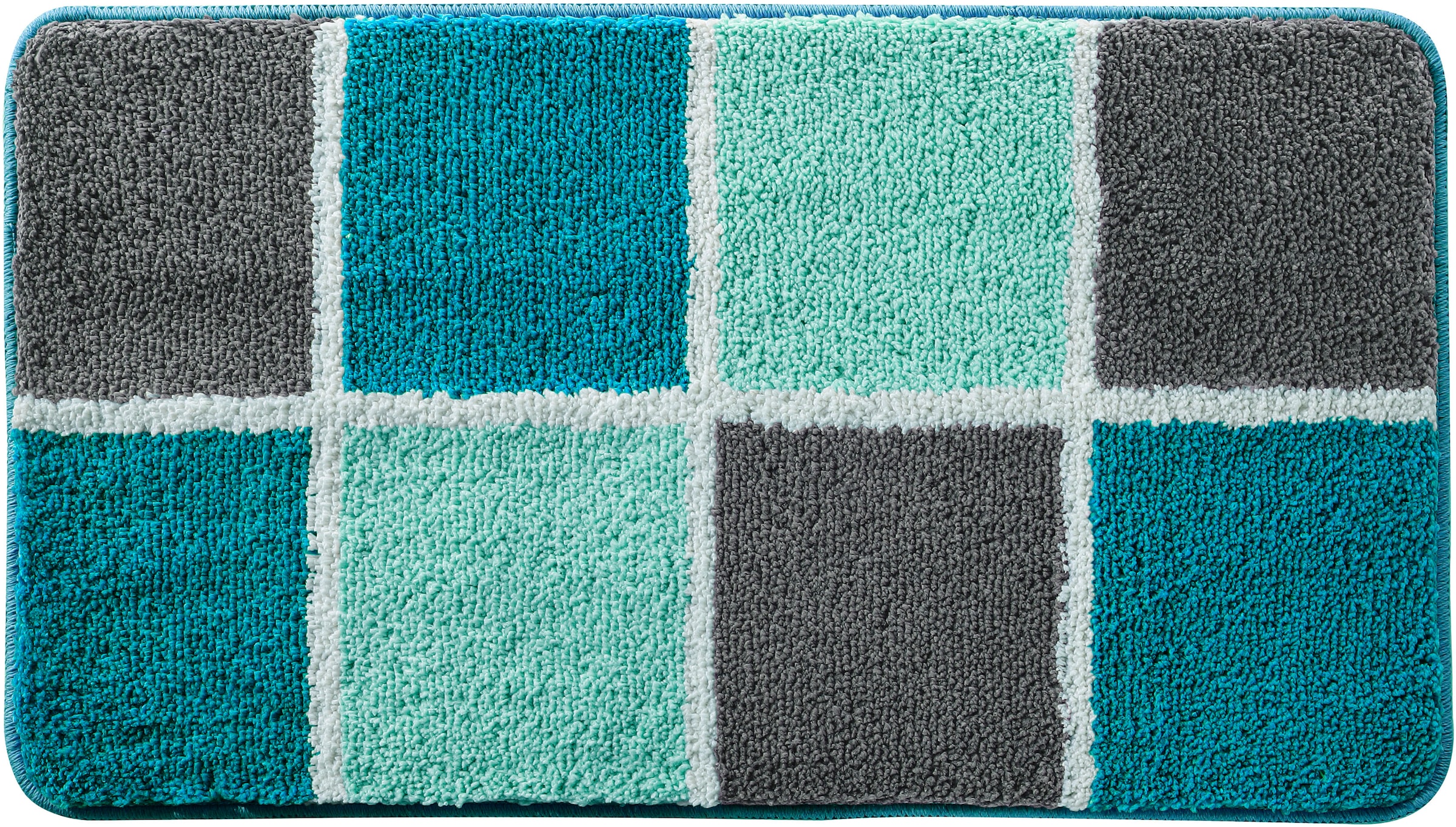 my home Badematte »Anna mit Kachelmuster, Badvorleger, Badezimmer Teppich, Duschvorleger« Höhe 20 mm rutschhemmend beschichtet strapazierfähig Badteppich, Hoch-Tief Effekt, Modern, Weich