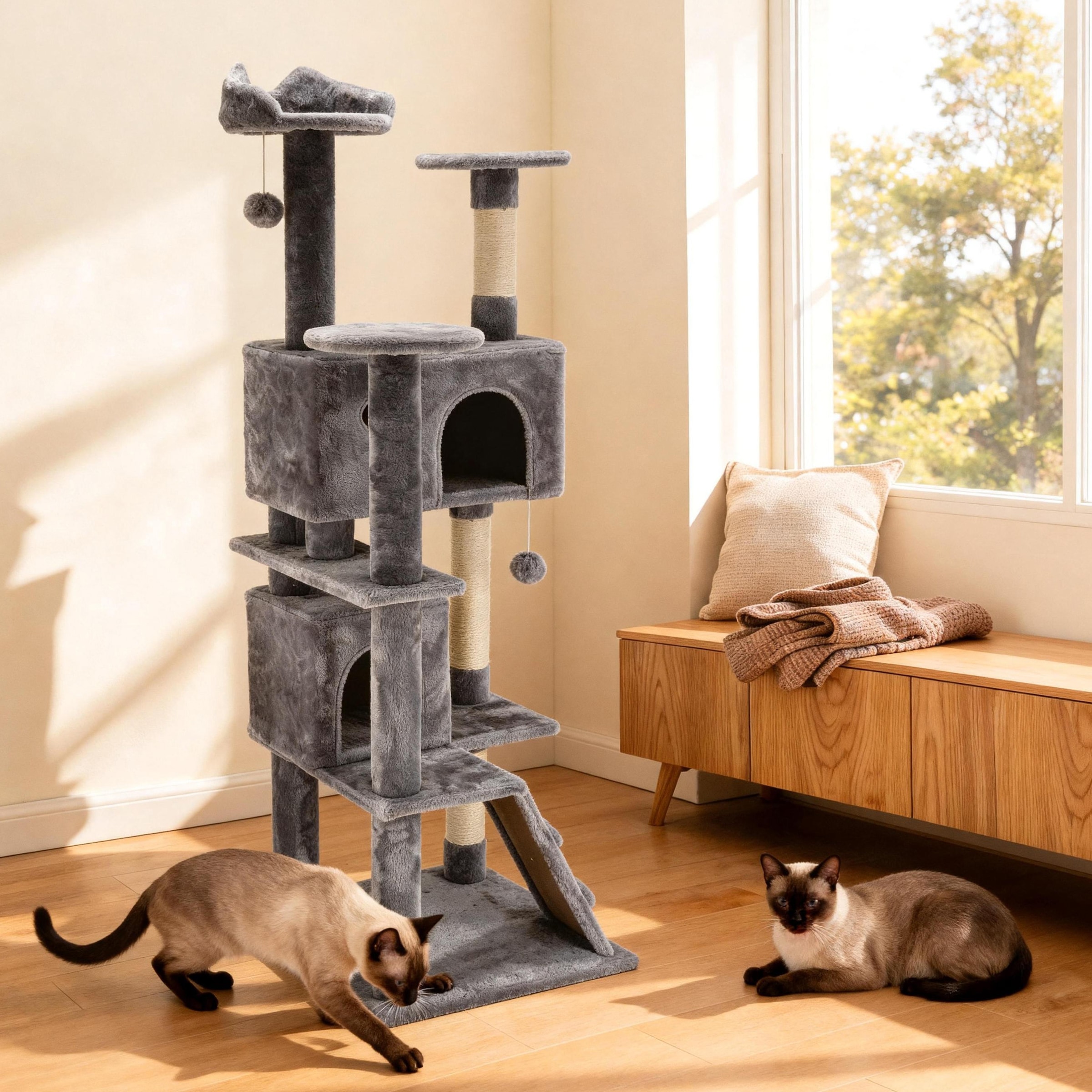 OTTO home Kratzbaum »Stubentiger« 156 cm hoch stabile Spanplatte, robuster Sisal und kuscheliger Plüsch