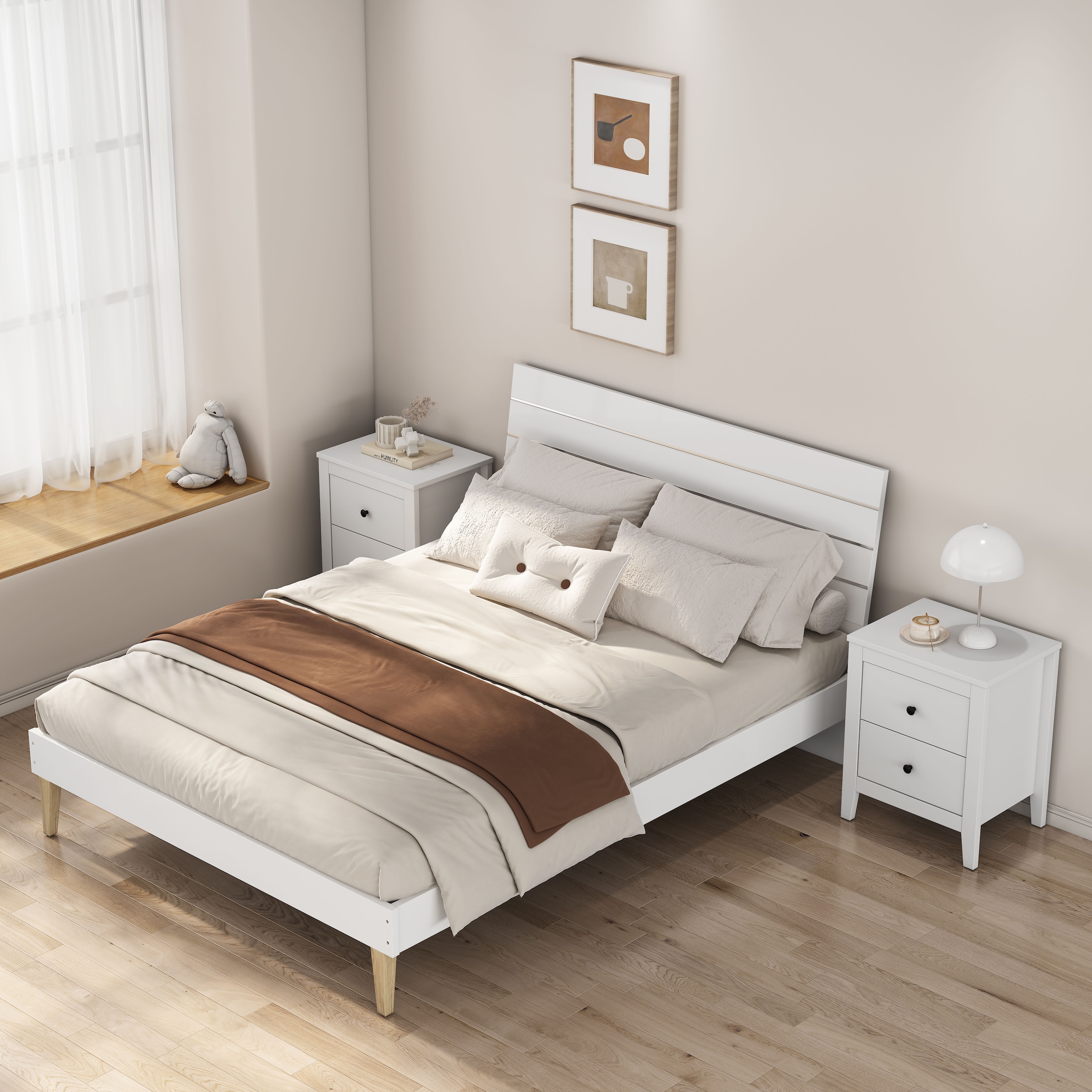 OTTO home Nachtkommode »Borkum Nachttisch Set im Landhaus Design weiß Bestseller« Set, 2 Schränke im Set, schwarze Griffe aus Metall, 