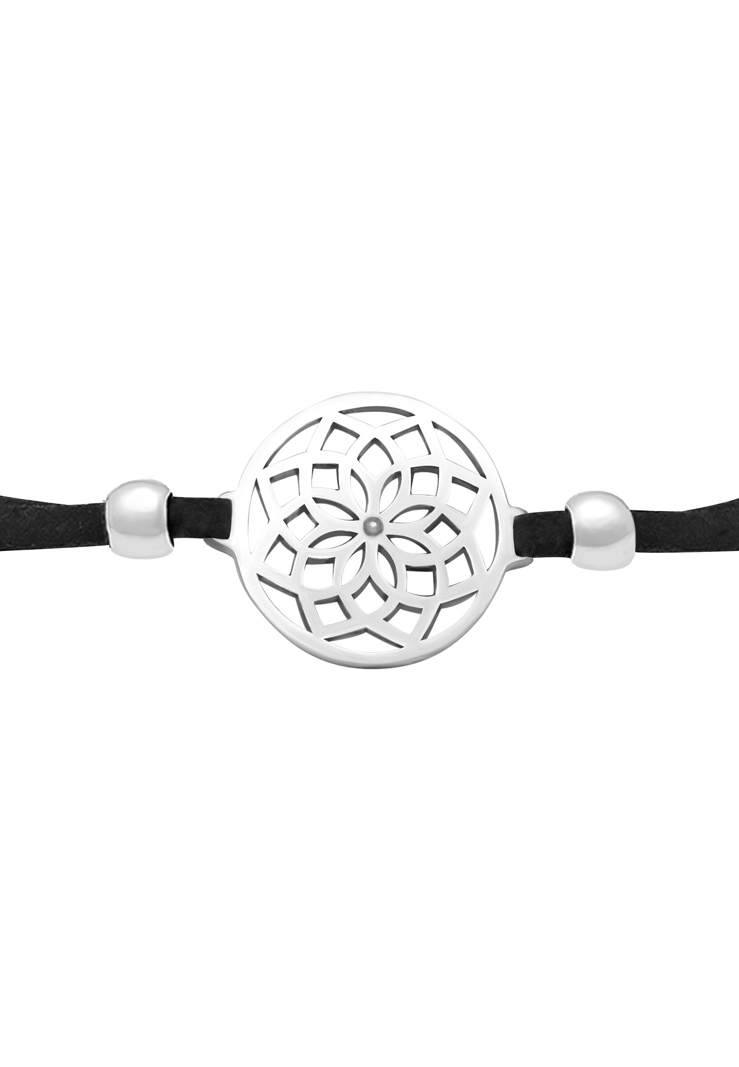 Elli Choker »Halskette Choker Blume des Lebens Textilband 925 Silber«