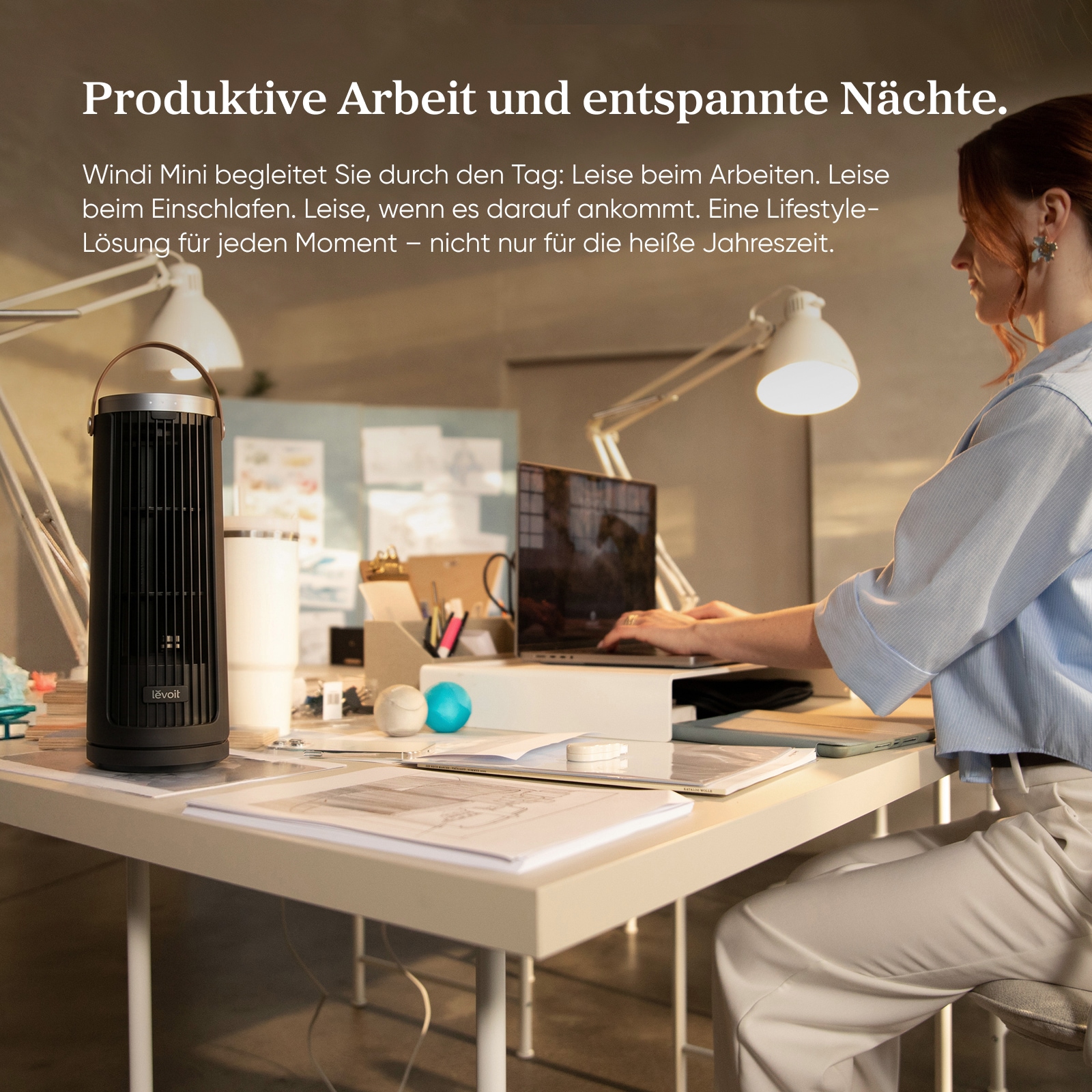 Levoit Turmventilator »LTF-F132-BEUR, mit Timerfunktion« 10 cm Durchmesser kompakt, kraftvoll und sehr leise