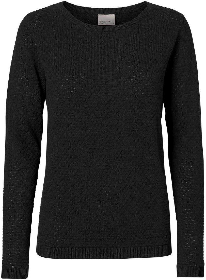 Vero Moda Rundhalspullover »VMCARE STRUCTURE LS O-NECK BLOUSE« aus Bio-Baumwolle
