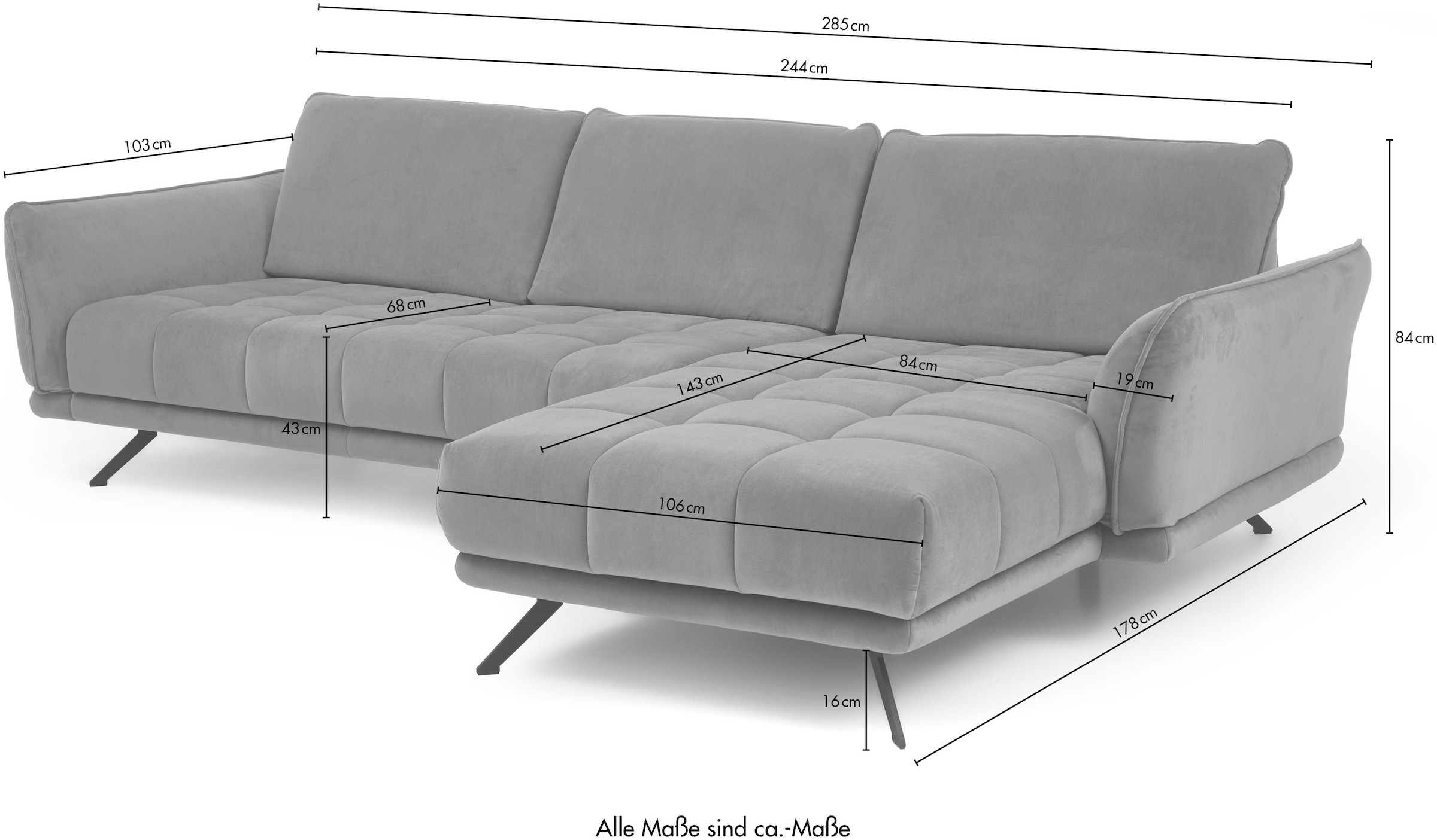 Die PlanBar Ecksofa »MP-IN20041 L-Form«, optional Sitztiefenverstellung und Kopfstützen