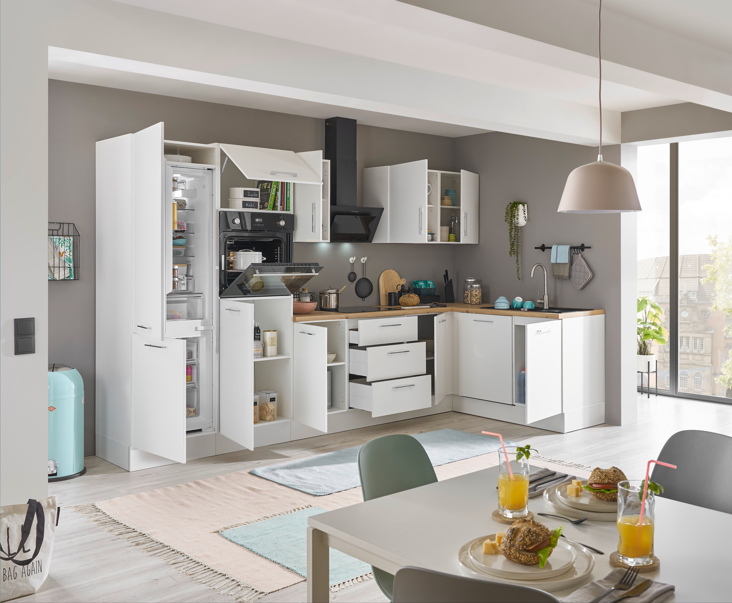BASIC by Balculina Winkelküche »Turin«, Stellbreite 340x175 cm, wahlweise mit E-Geräten