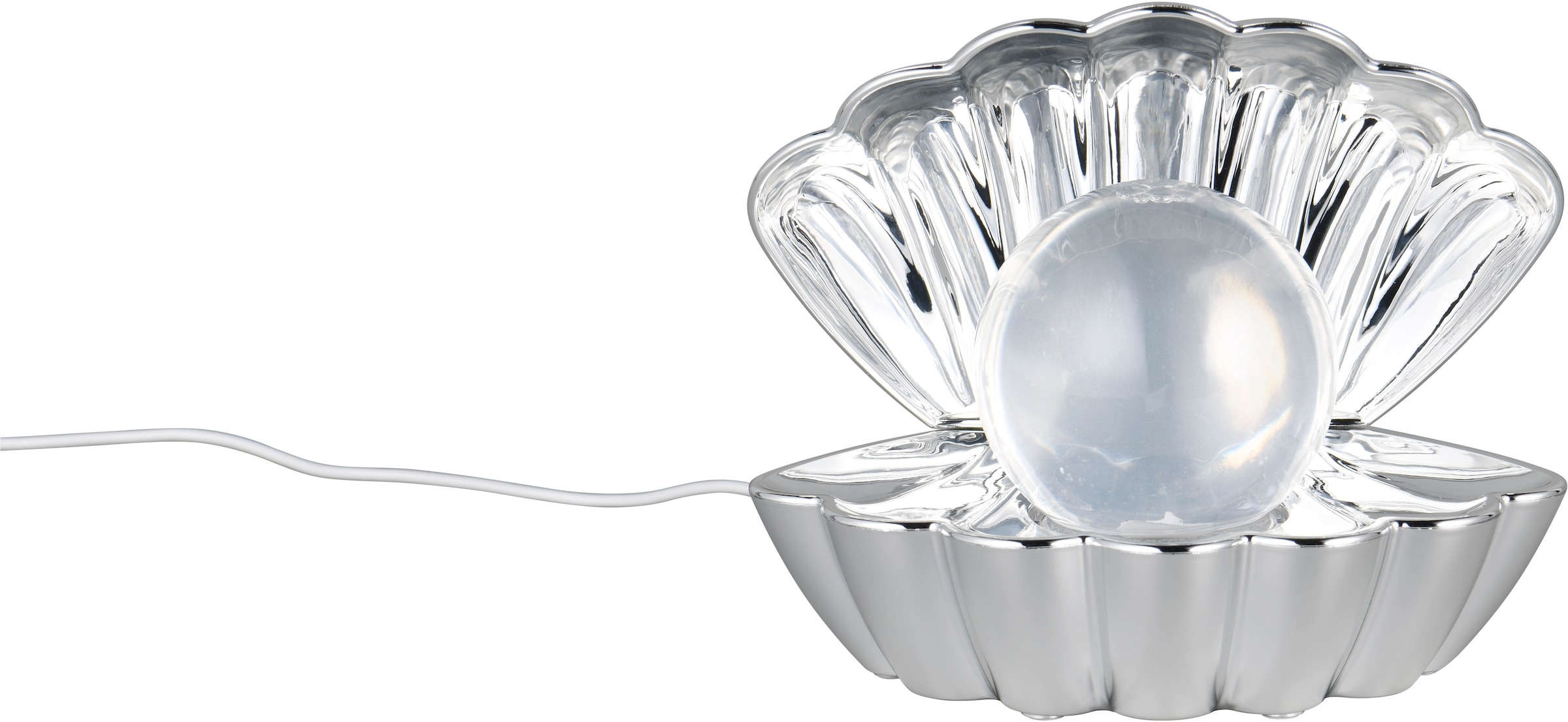 REALITY Leuchten LED Tischleuchte »SHELLY, Deko Tischlampe in Muschelform mit RGB Farbwechsel, 0,8W 15Lm« LED-Board 1 Stk. RGB Muschel Tischlampe mit Glitzerkugel und Farbwechsel inkl USB-Ladekabel
