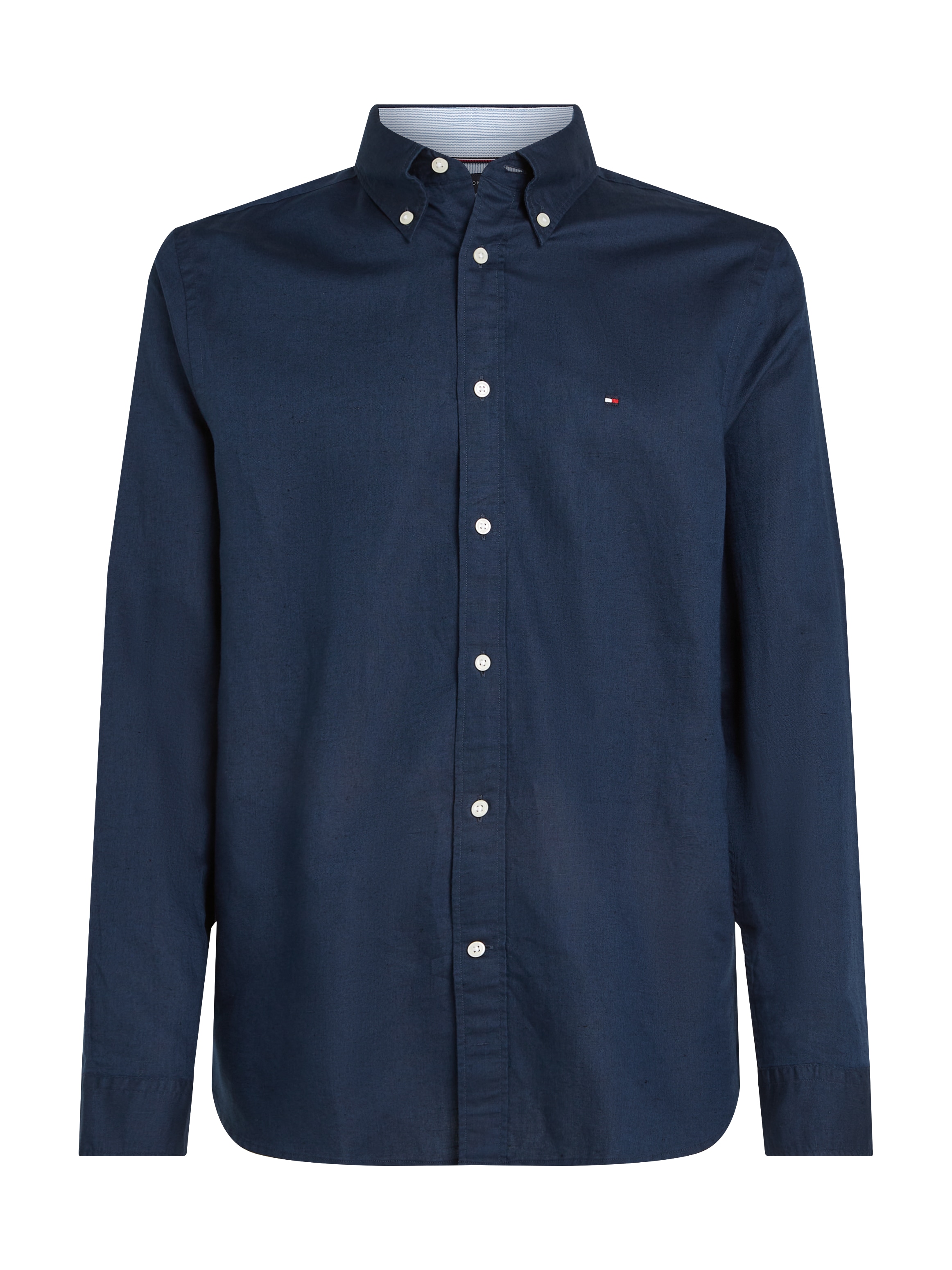 Tommy Hilfiger Langarmhemd »LINEN BLEND SOLID RF SHIRT«, mit Button-down-Kragen
