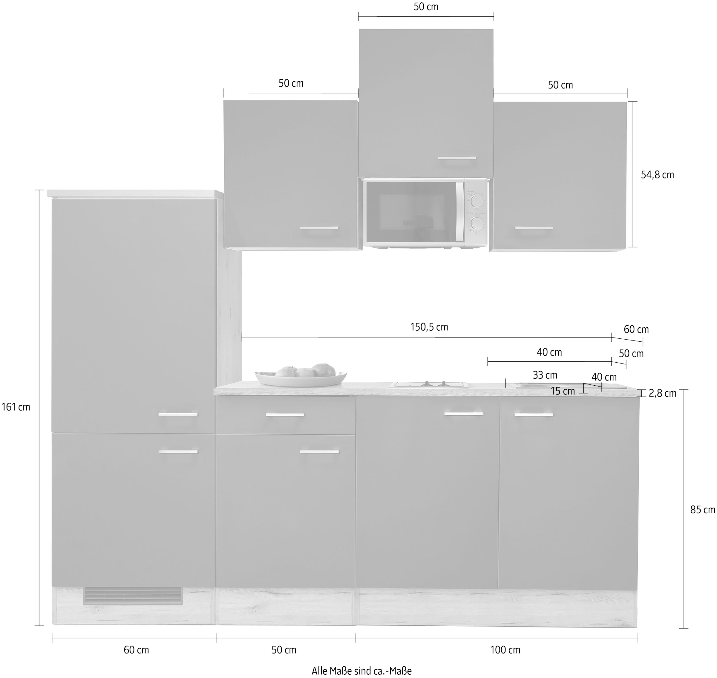 Flex-Well Küchenzeile »Morena« mit E-Geräten, Gesamtbreite 210 cm