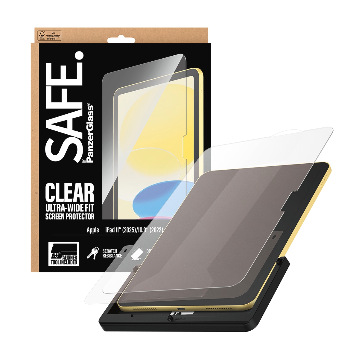 SAFE by PanzerGlass Displayschutzglas »Ultra-Wide Fit Screen Protector« für Apple iPad 11" (11. Gen) Displayschutzfolie, Schutzfolie, Bildschirmschutz, kratz- & stoßfest