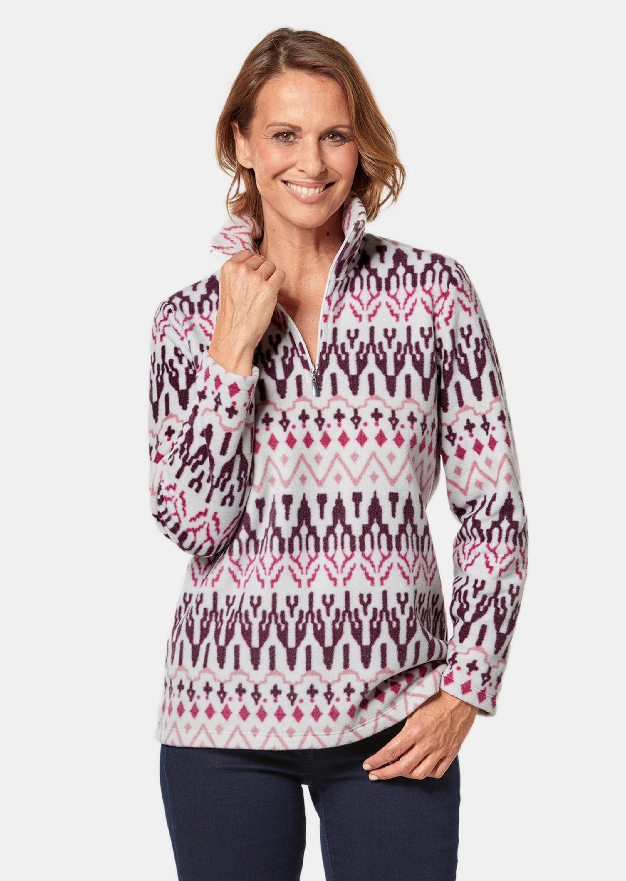 GOLDNER Sweatshirt »Kurzgröße Kuschelig warmer Fleece-Troyer«