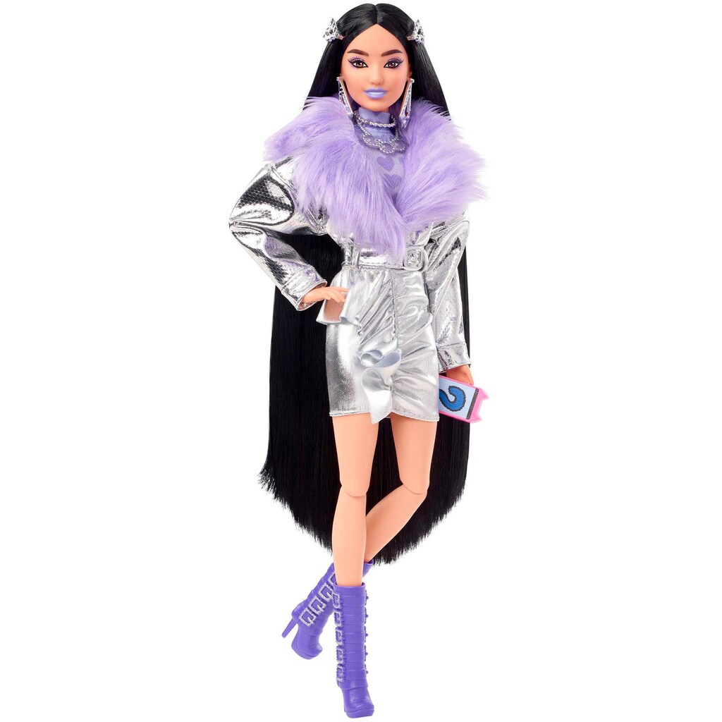 Barbie Anziehpuppe »Extra mit lila Flausch-Kragen & Stiefel«