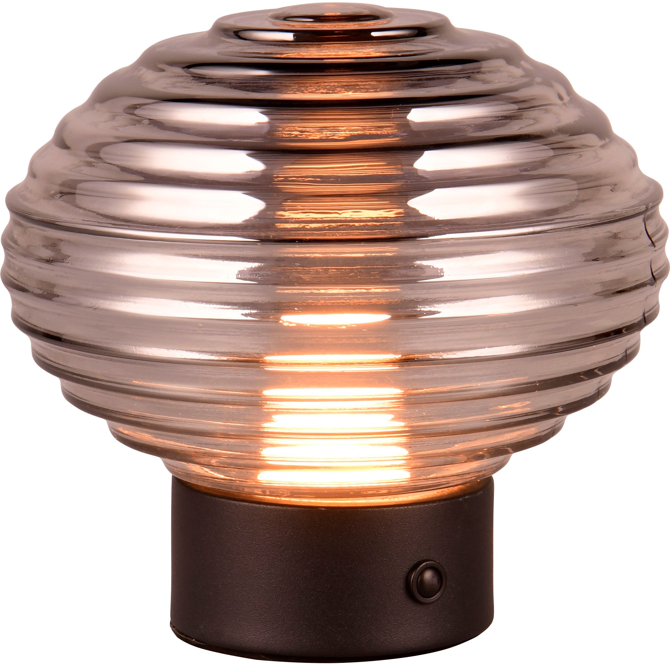 REALITY Leuchten LED Tischleuchte »EARL«, 1 flammig, Leuchtmittel LED-Board | LED fest integriert, kabellose Akku Tischlampe, Glasschirm, USB-C Ladekabel, Touchdimmer