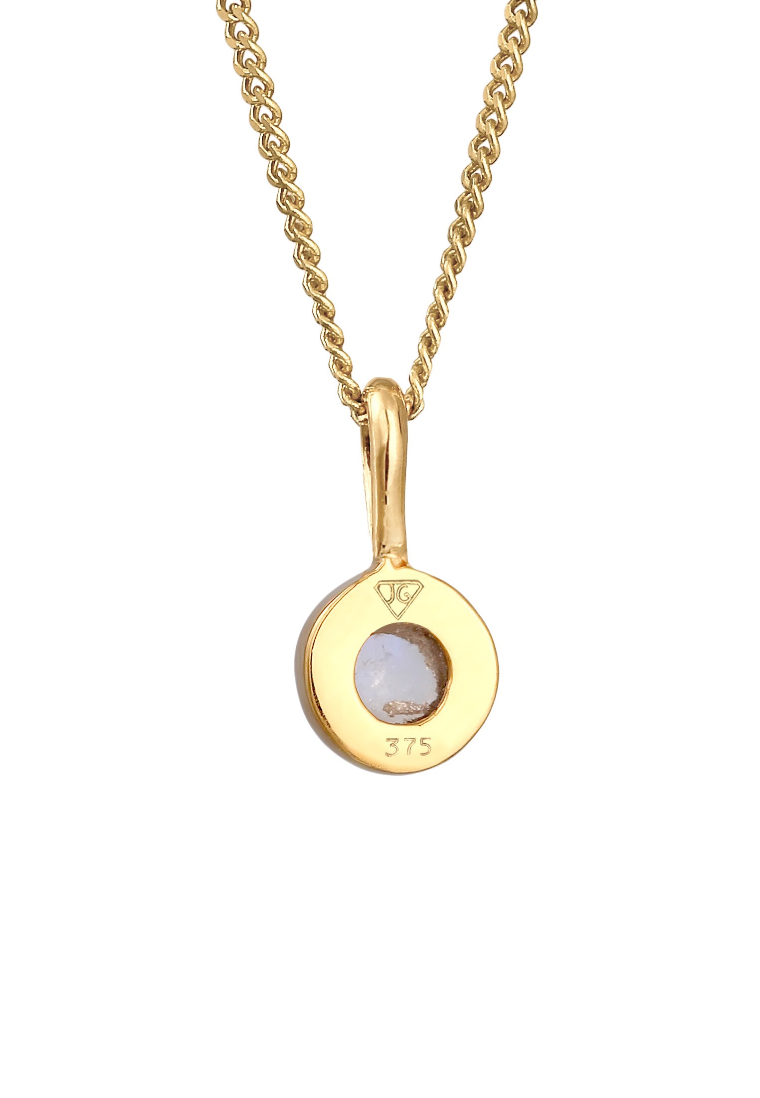 Elli Premium Kette mit Anhänger »Halskette Solitär Mondstein Gemstone Natur 375er Gelbgold«