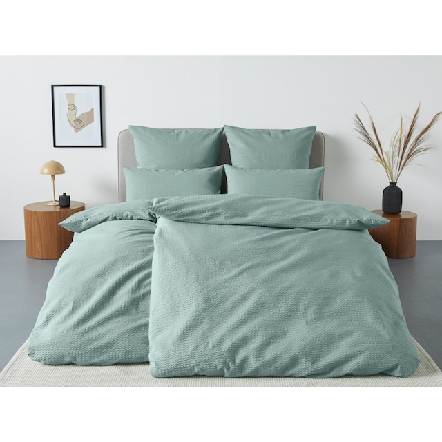 andas »Sari2 uni ideal in 155x220 oder aus cm«, tlg.), Qualität 135x200 Sommer Seersucker Bettwäsche für Baumwolle, in (2 Bettwäsche Gr.