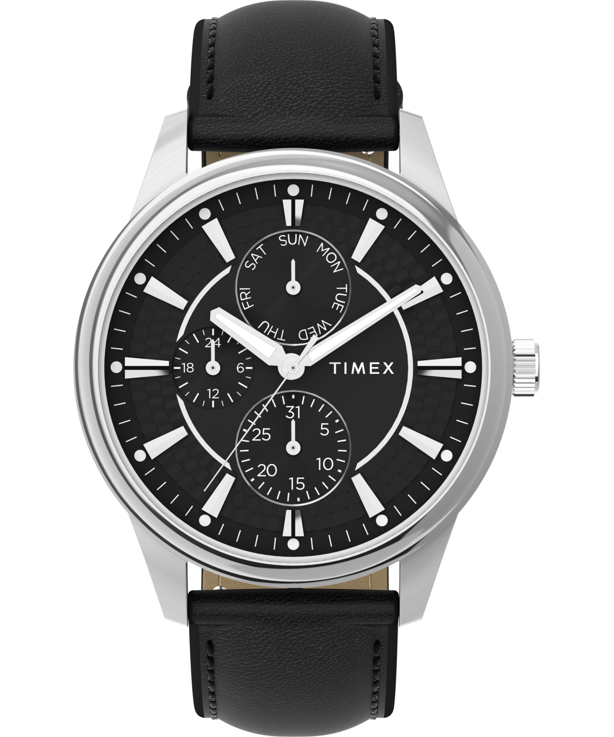 Timex Multifunktionsuhr »CHICAGO« Quarzuhr, Armbanduhr, Herrenuhr, Lederarmband, Datum, Leuchtzeiger