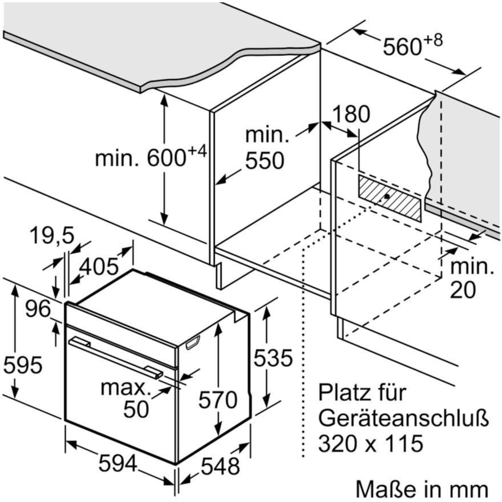 BOSCH Einbaubackofen »HBA530BR1«, 2, HBA530BR1, mit Teleskopauszug nachrüstbar, ecoClean Direct