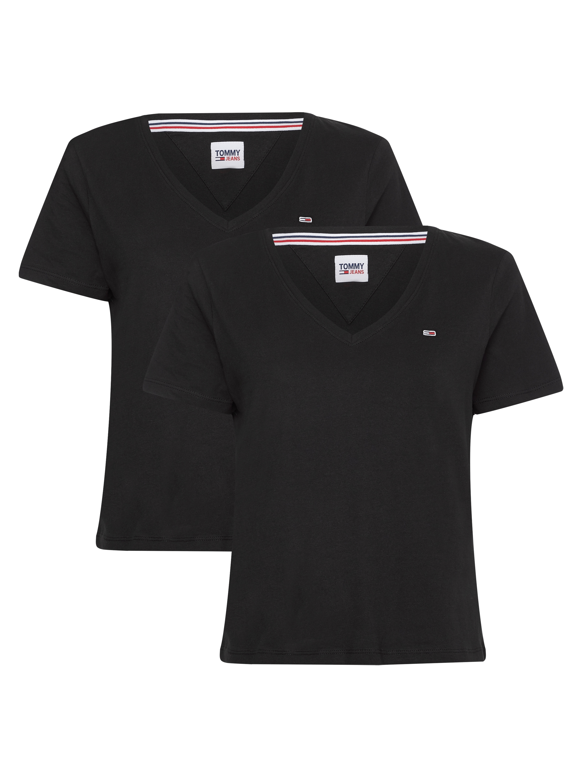 Tommy Jeans V-Shirt »TJW 2PACK SLIM SOFT V NECK TEE«, (Packung, 2 tlg., 2er-Pack), in Basic Optik mit Tommy Jeans Markenlabel