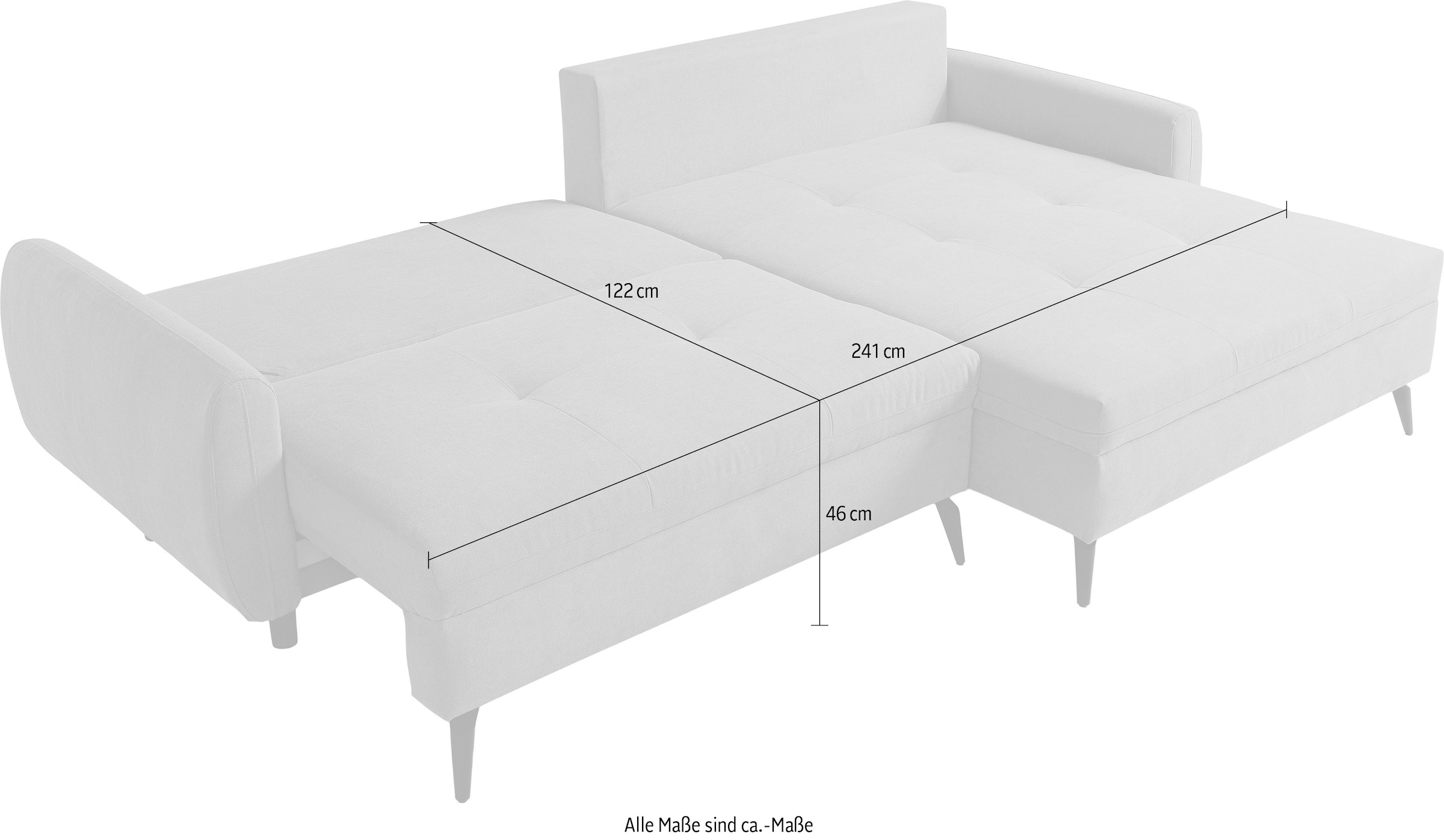 WERK2 Ecksofa »Figo inkl. Bettfunktion und Bettkasten, bequem, Breite 273cm, L-Form« Moderne, teilmassive Polsterecke, Komfortpolsterung und losen Kissen.
