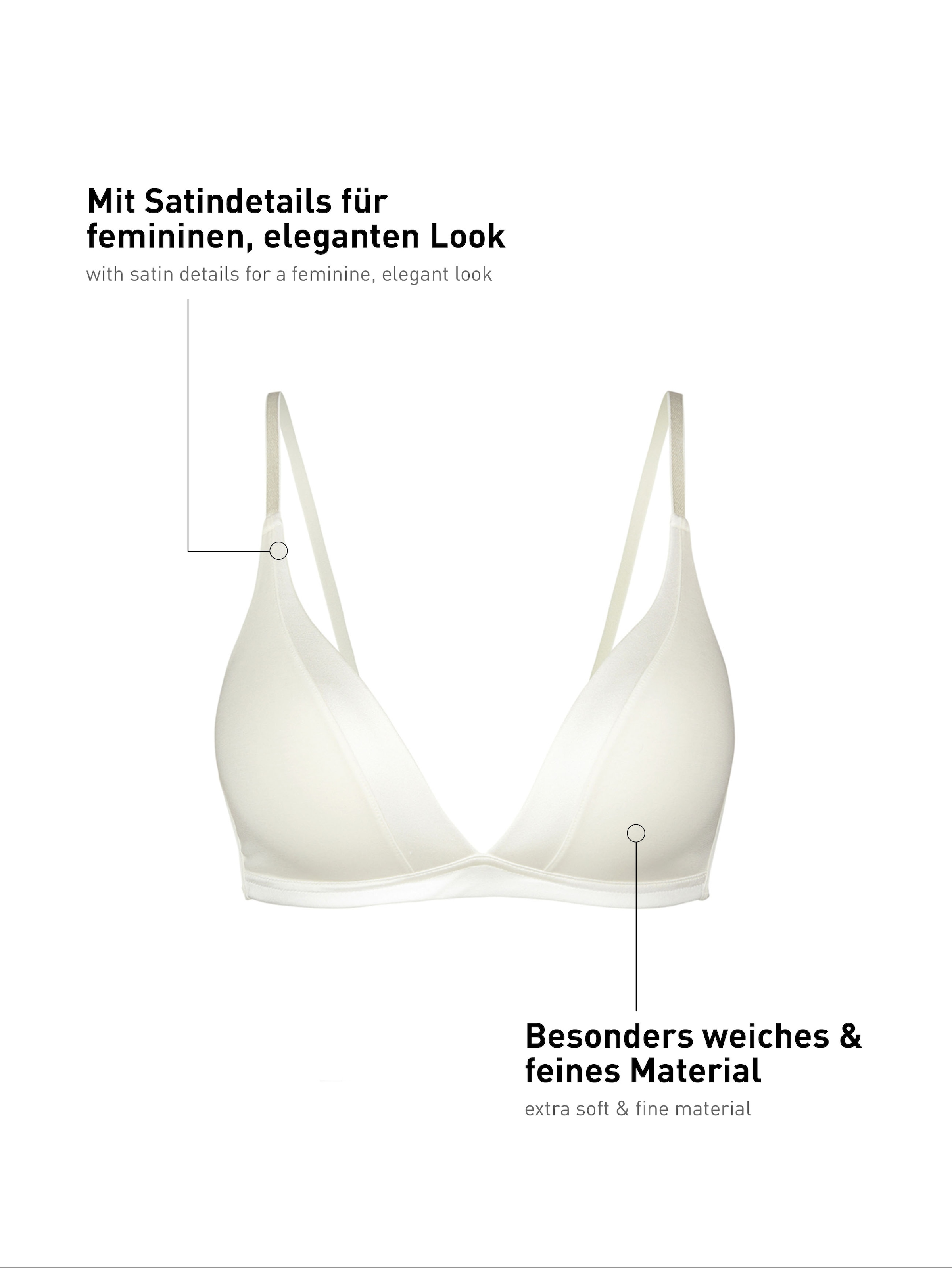 CALIDA Triangel-BH »Cate«, Satinblende, ohne Bügel, Single-Jersey Qualität, elastisch, weich