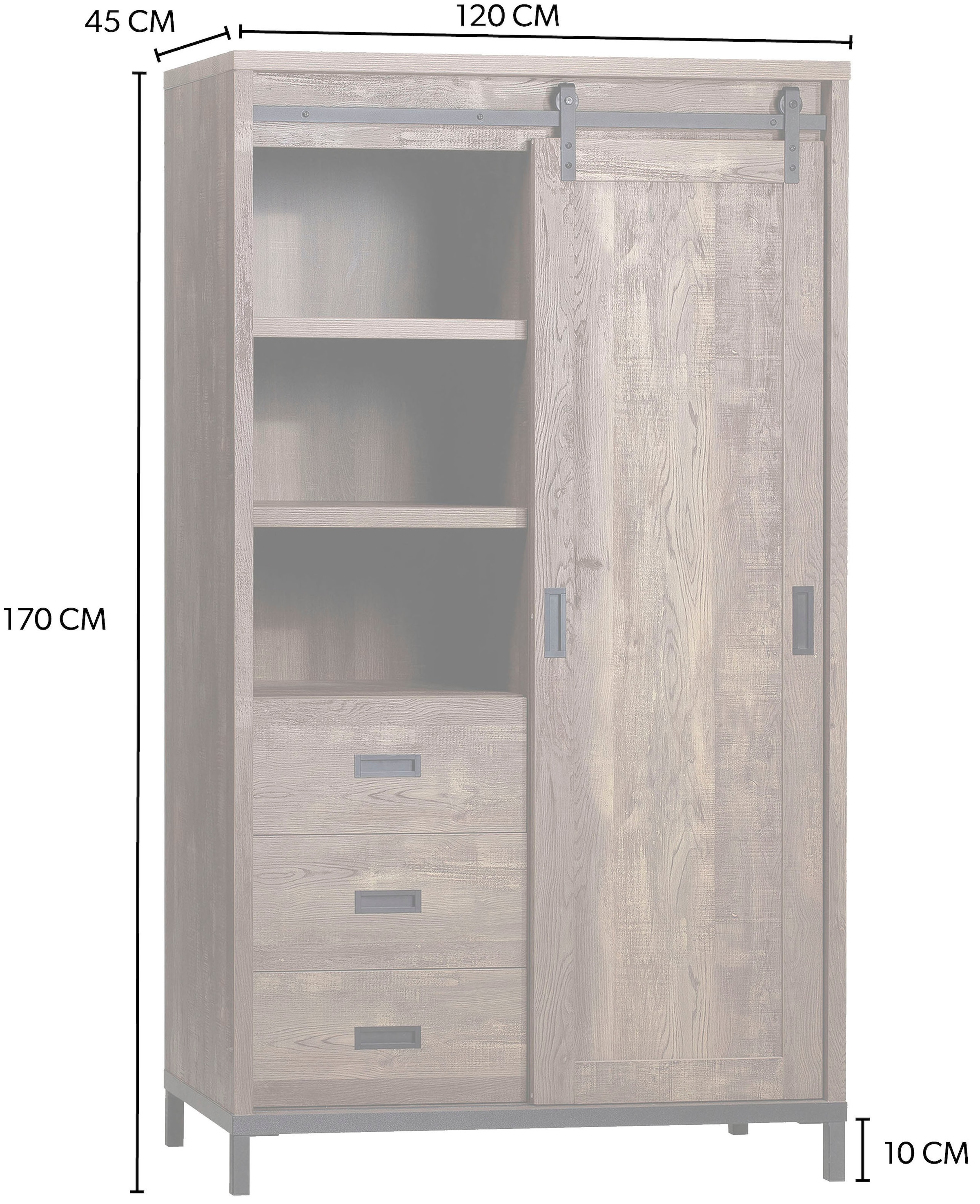 OMG Design Mehrzweckschrank »Stanley Wohnzimmerschrank«, mit Schiebetür, Höhe 170 cm