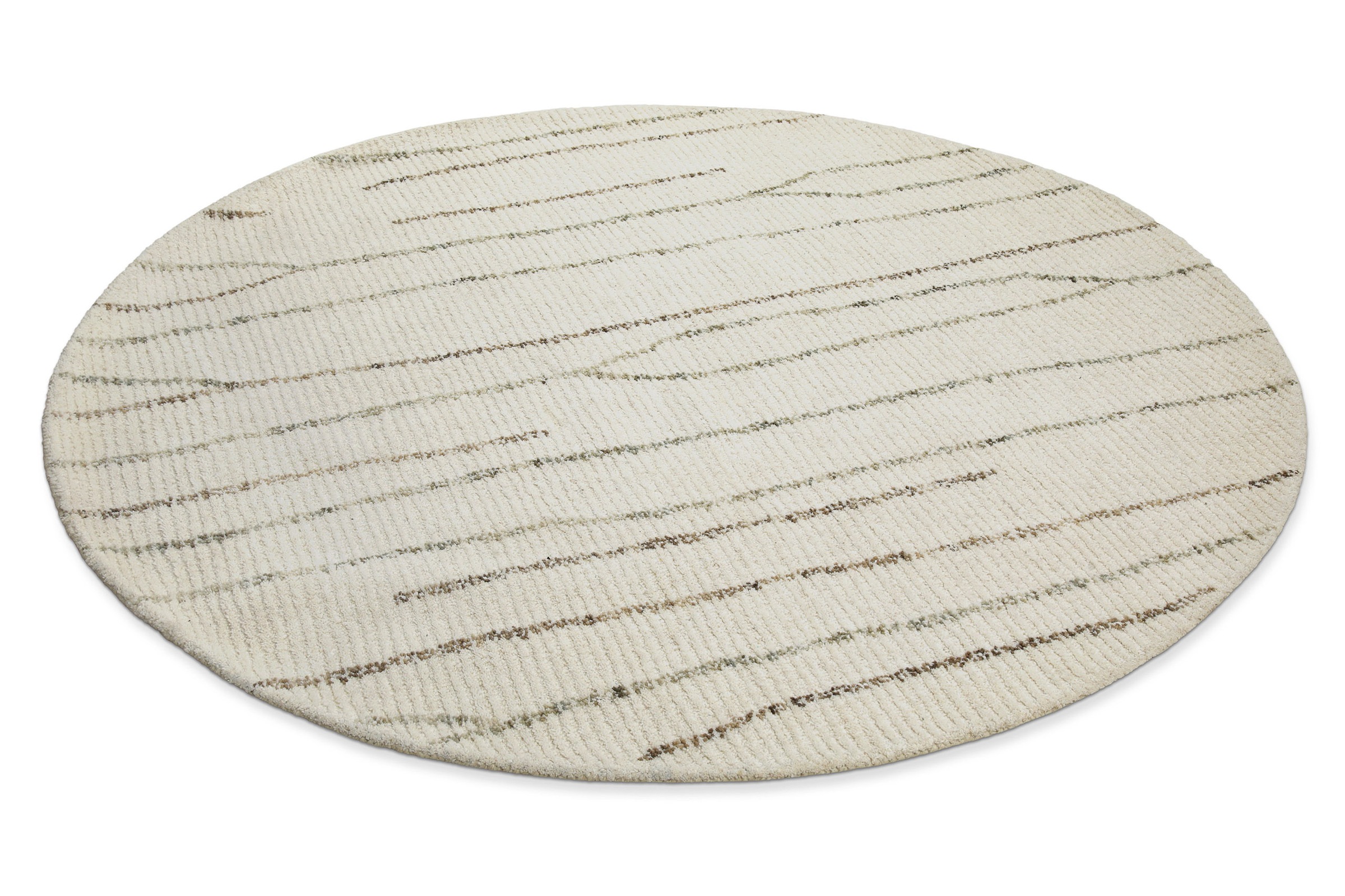 Wecon home Wollteppich »Hamptons THIRTYNINE«, rund, 10 mm Höhe, Schurwolle, Kurzflor, Wohnzimmer, Schlafzimmer, elegant, Linien-Muster
