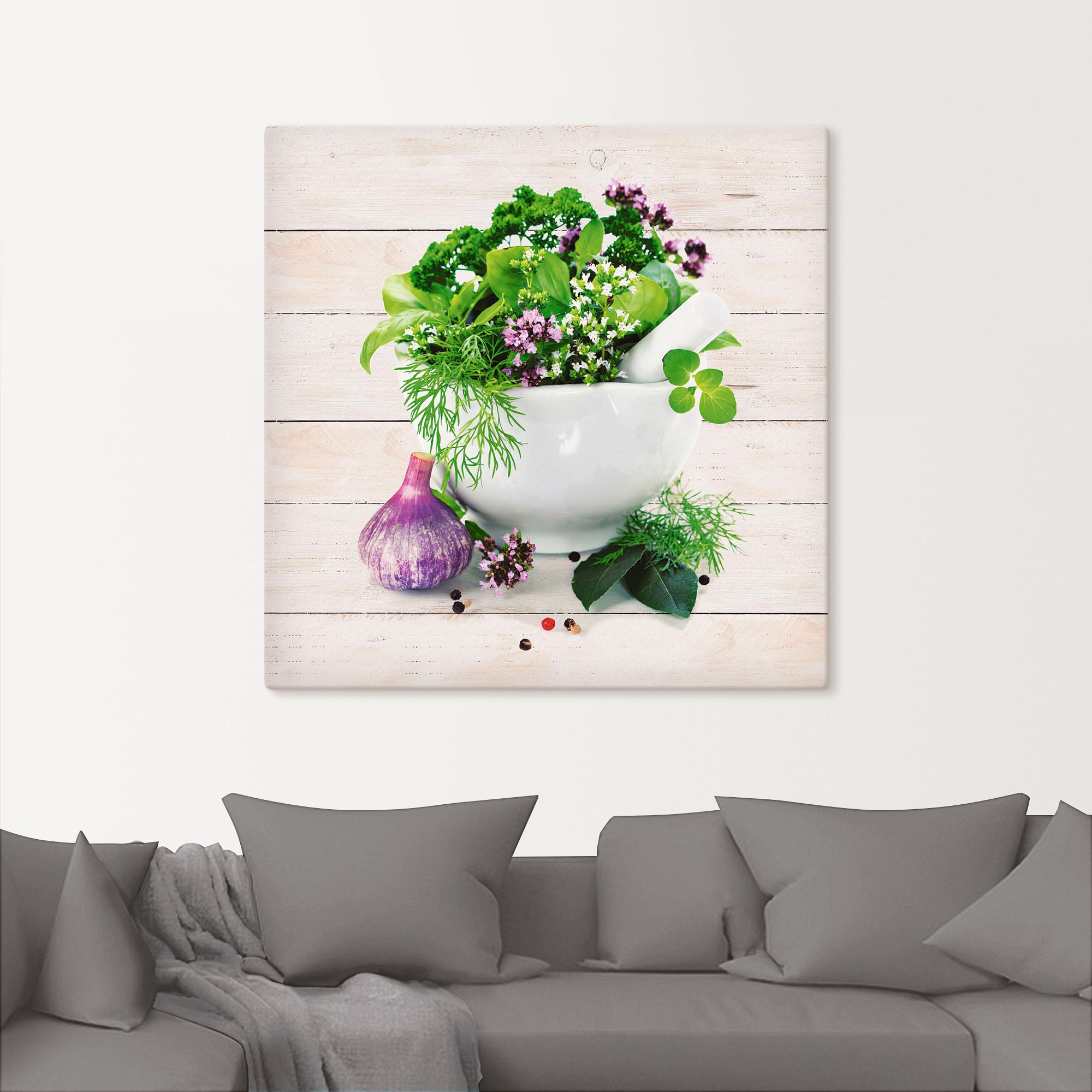 Artland Leinwandbild »Heilkräuter auf weißem Hintergrund Küche« Arrangements 1 Stk. tlg. auf Holzrahmen gespannt
