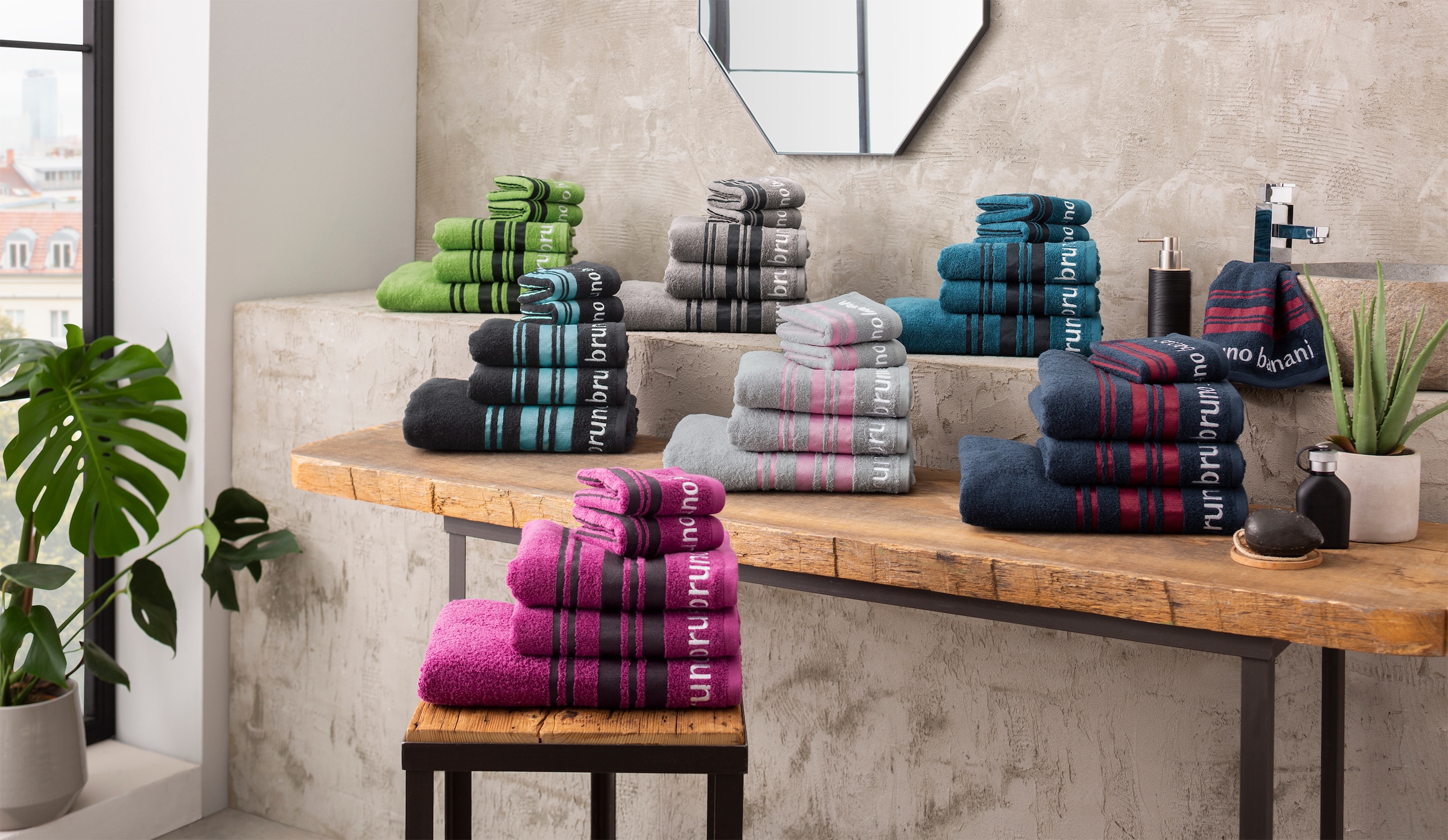Handtücher Handtuch Set Bruno Walkfrottee, Baumwolle »Daniel«, Markenlogo, Streifen-Bordüre 5 aus 100% Banani Set, tlg., &