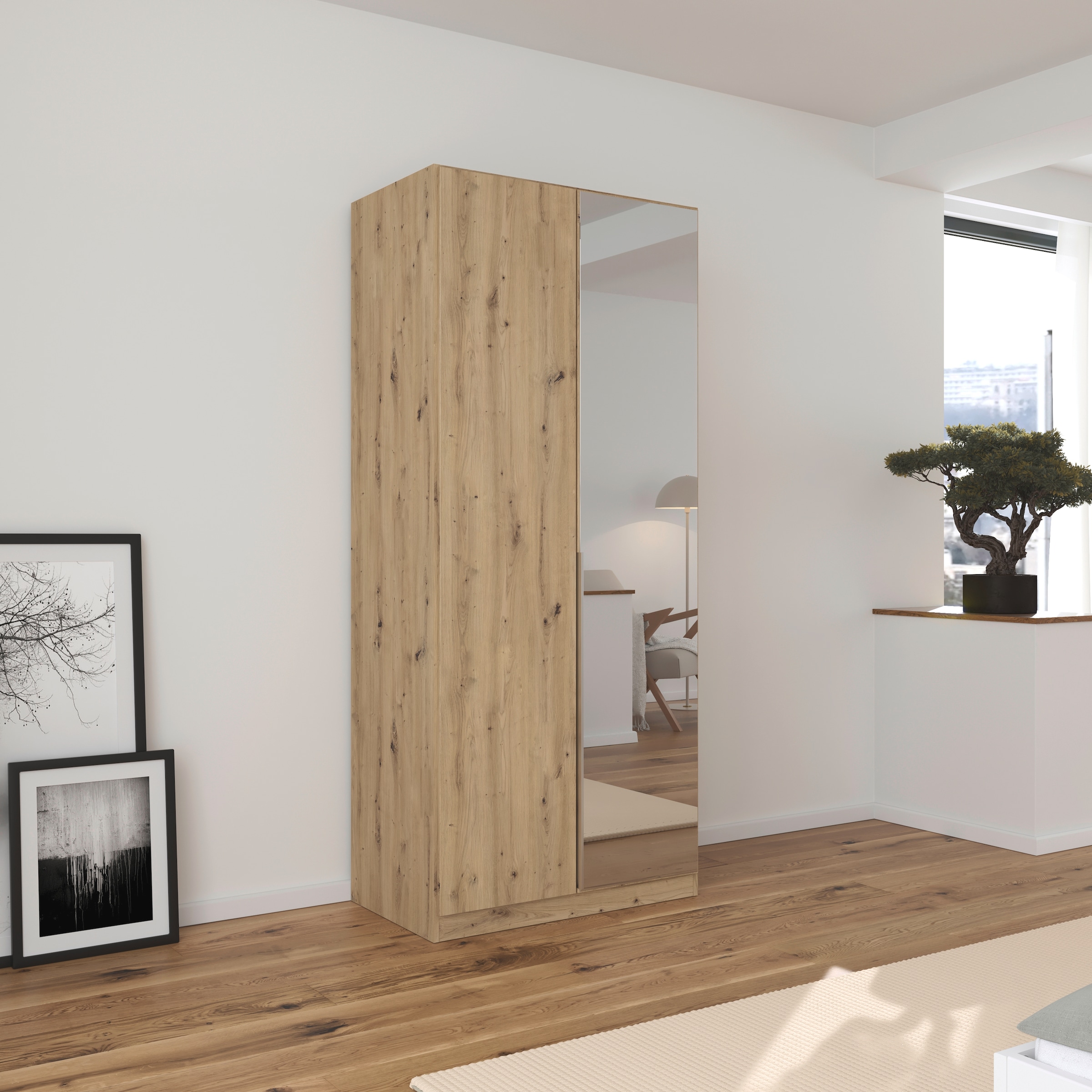 OTTO home Drehtürenschrank »Kleiderschrank Schrank Garderobe AGORDO mit Dekor- oder Hochglanzfront« in zwei Griff-Farben, Breiten 91-360 cm,  durchdachte Innenausstattung, in 7 Breiten und 2 Höhen MADE IN GERMANY