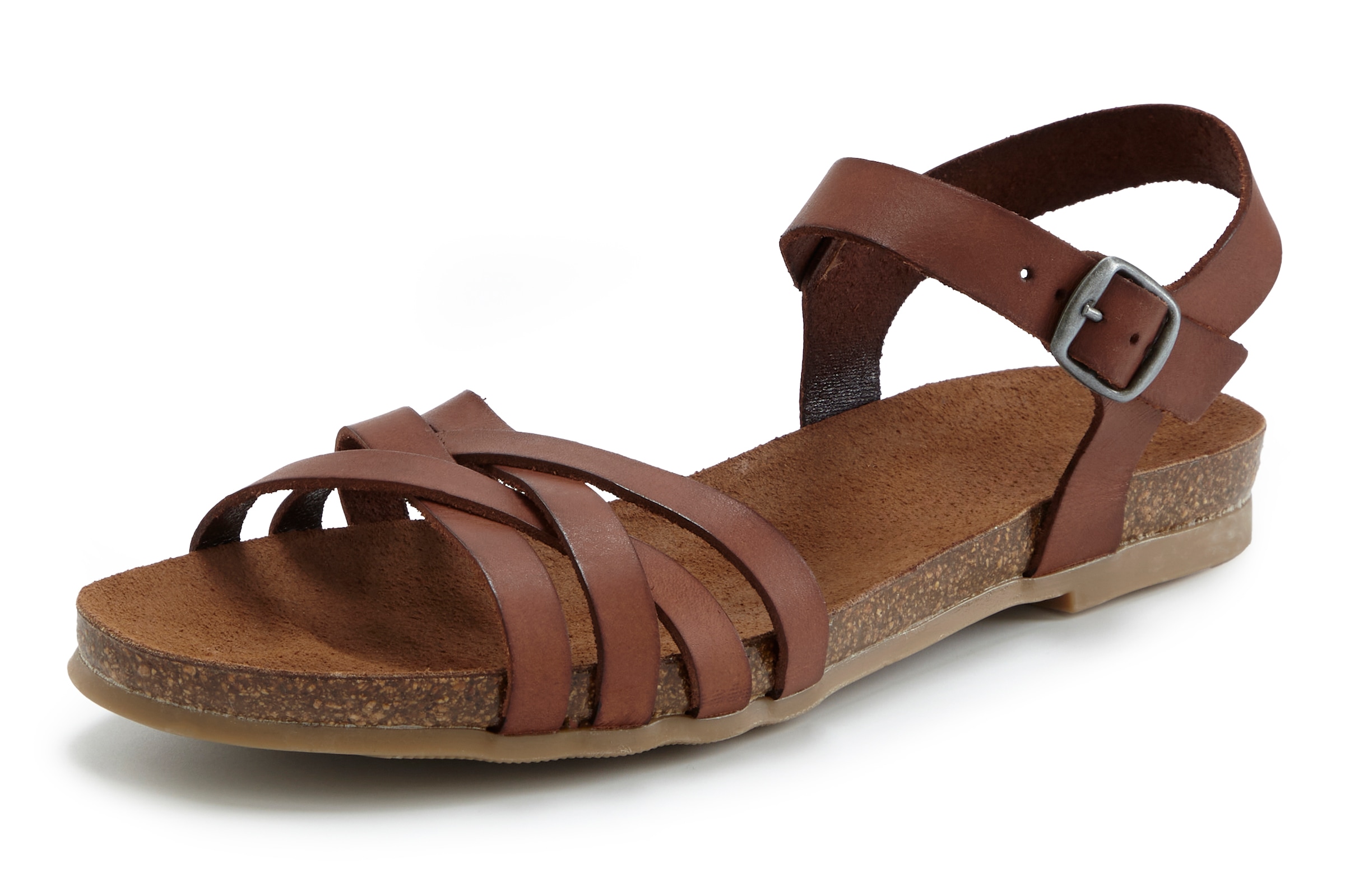 LASCANA Sandale »Sandalette, Sommerschuh«  aus Leder mit komfortablem Korkfußbett
