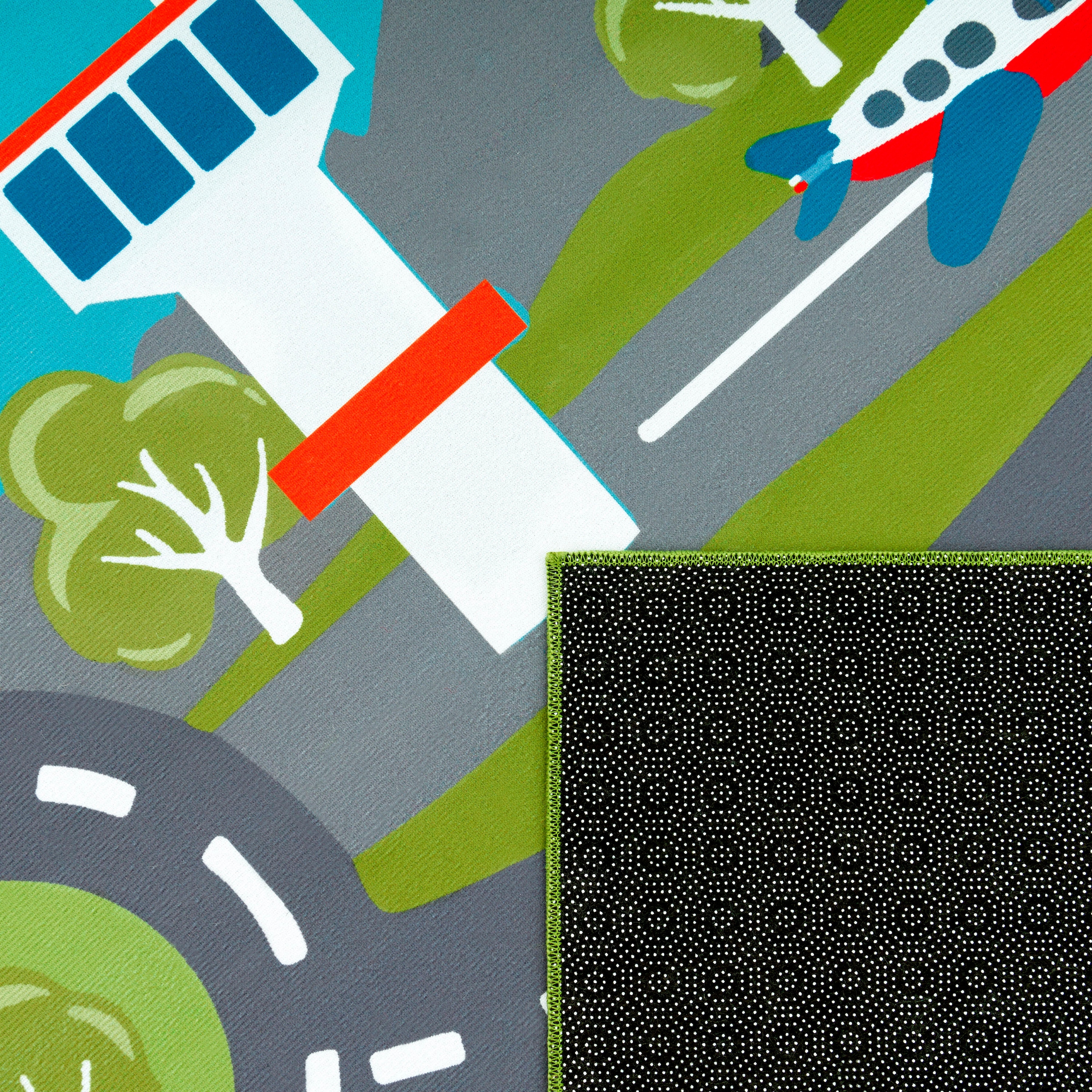 Paco Home Kinderteppich »Bino 562« rund 4 mm Höhe Kurzflor, Straßen-Spiel-Teppich, Motiv Flughafen, Kinderzimmer