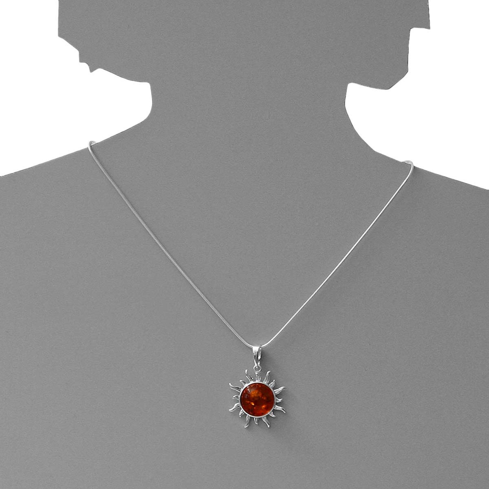 OSTSEE-SCHMUCK Kette mit Anhänger »- Sonne 30 mm - Silber 925/000 - Bernstein«