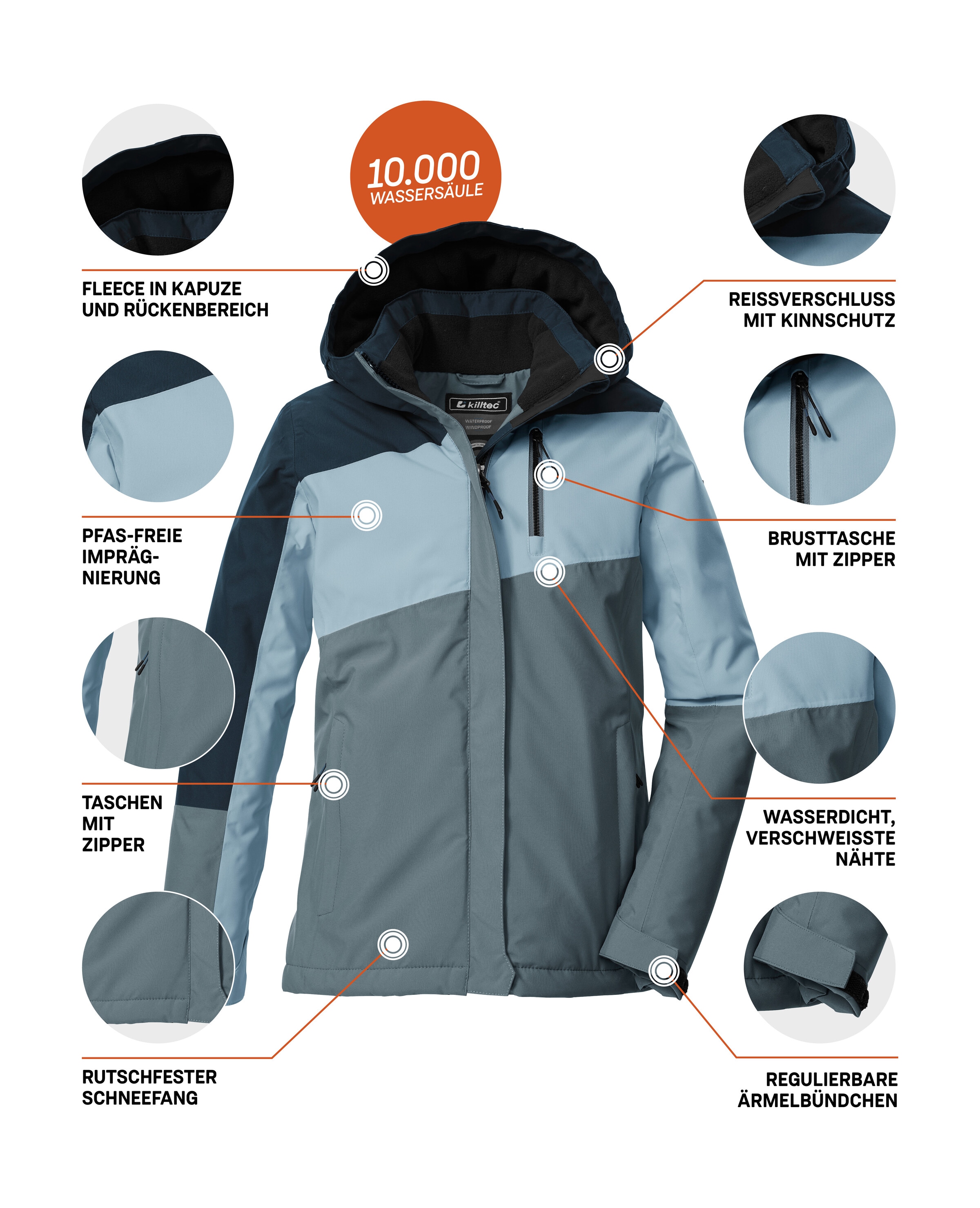 Killtec Funktionsjacke »KOW 218 GRLS JCKT« Winddichte, wasserdichte Kinderjacke mit verstellbarer Kapuze